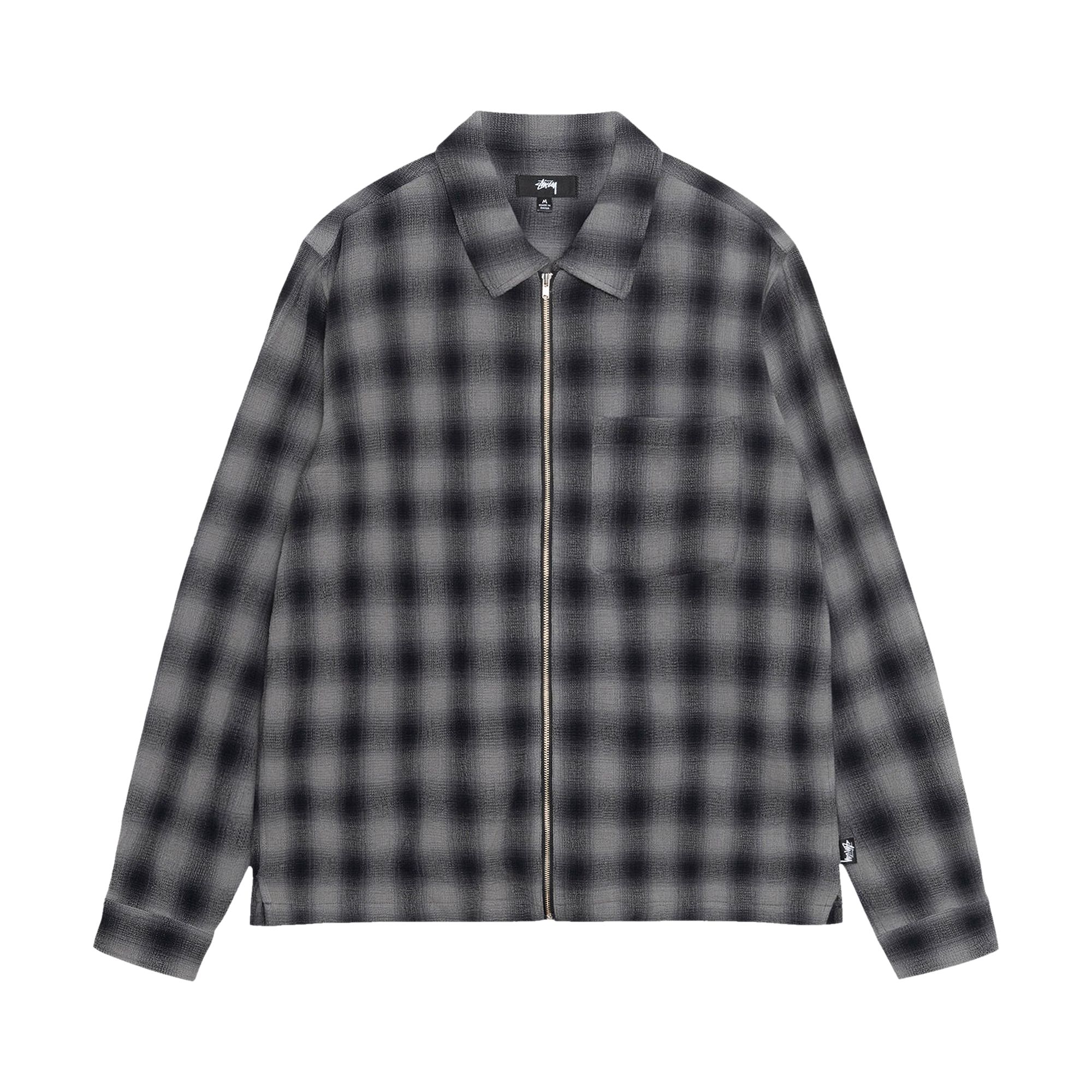 Stussy Zip Twisted Yarn Plaid Shirt 'Charcoal' | Multi-Color | Men's Size M