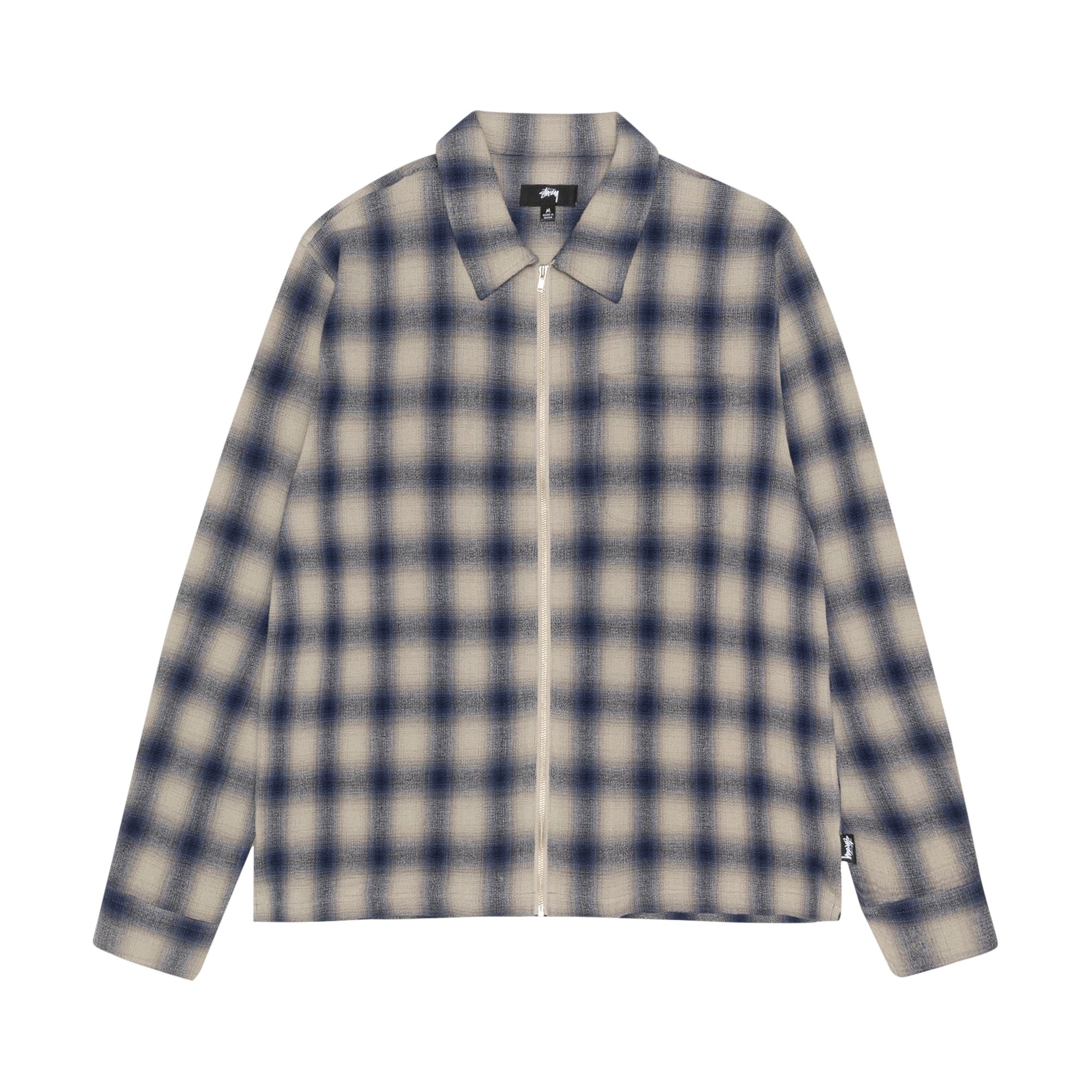 Stussy Zip Twisted Yarn Plaid Shirt 'Natural' | Multi-Color | Men's Size 2XL