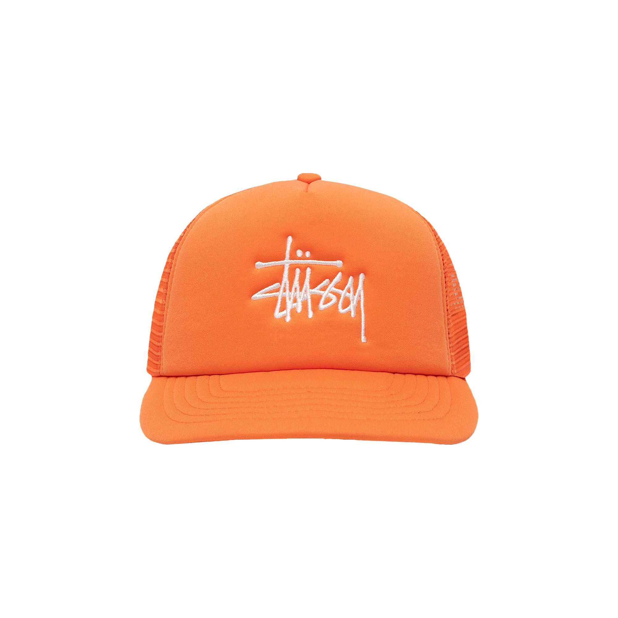 Pre-owned Stussy Trucker Big Basic Snapback 'orange'