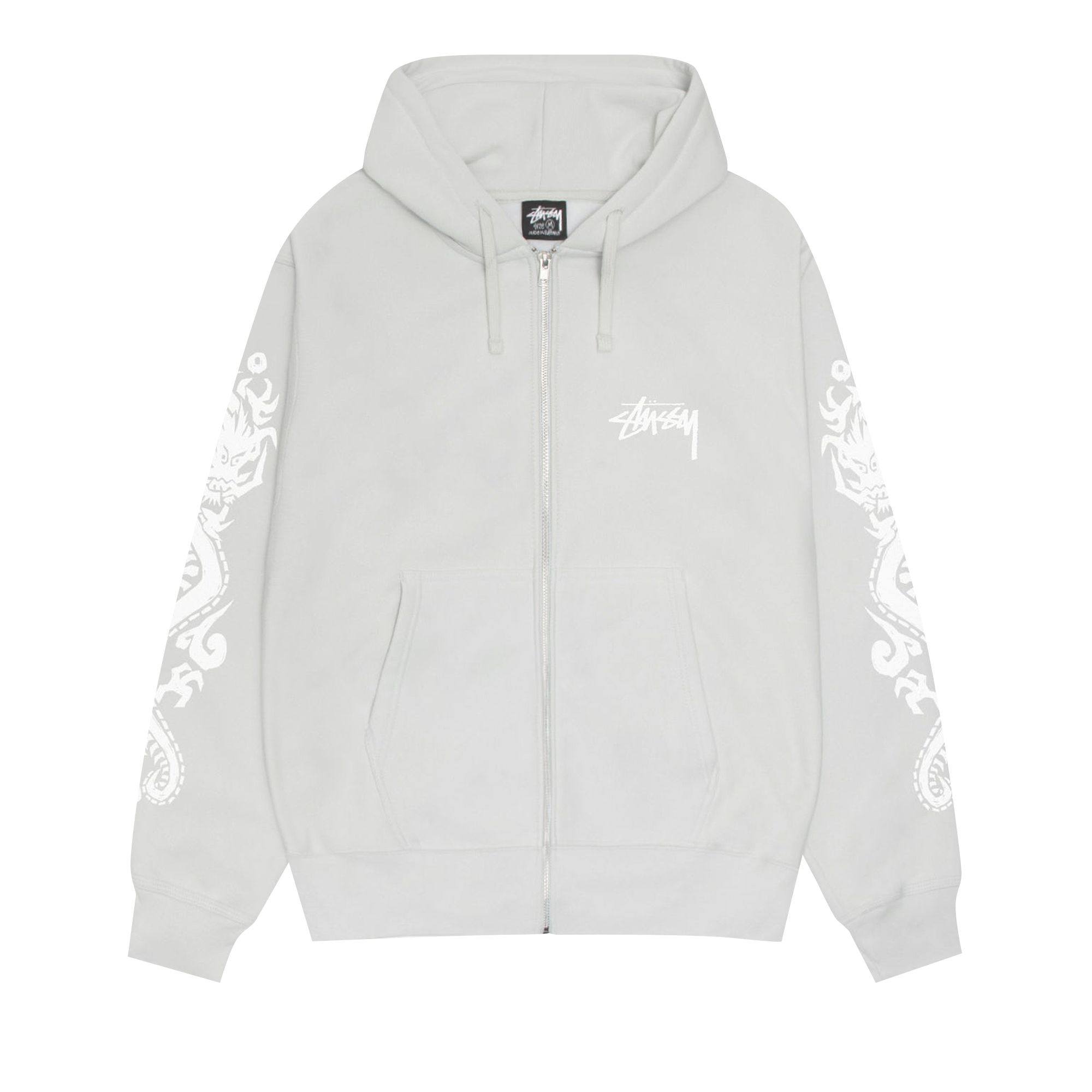 Pre-owned Stussy Dragons Zip Hoodie 'fog' | Grey | Men's Size Xxl In Gray