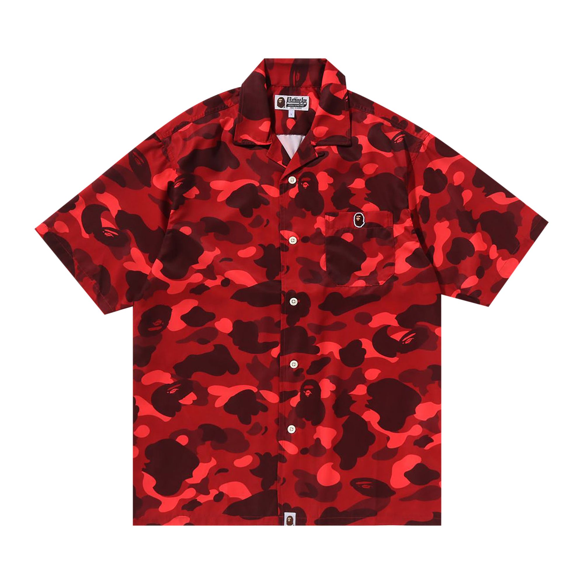 Pre-owned Bape Color Camo Ape Head One Point Shirt 'red' | Men's Size S