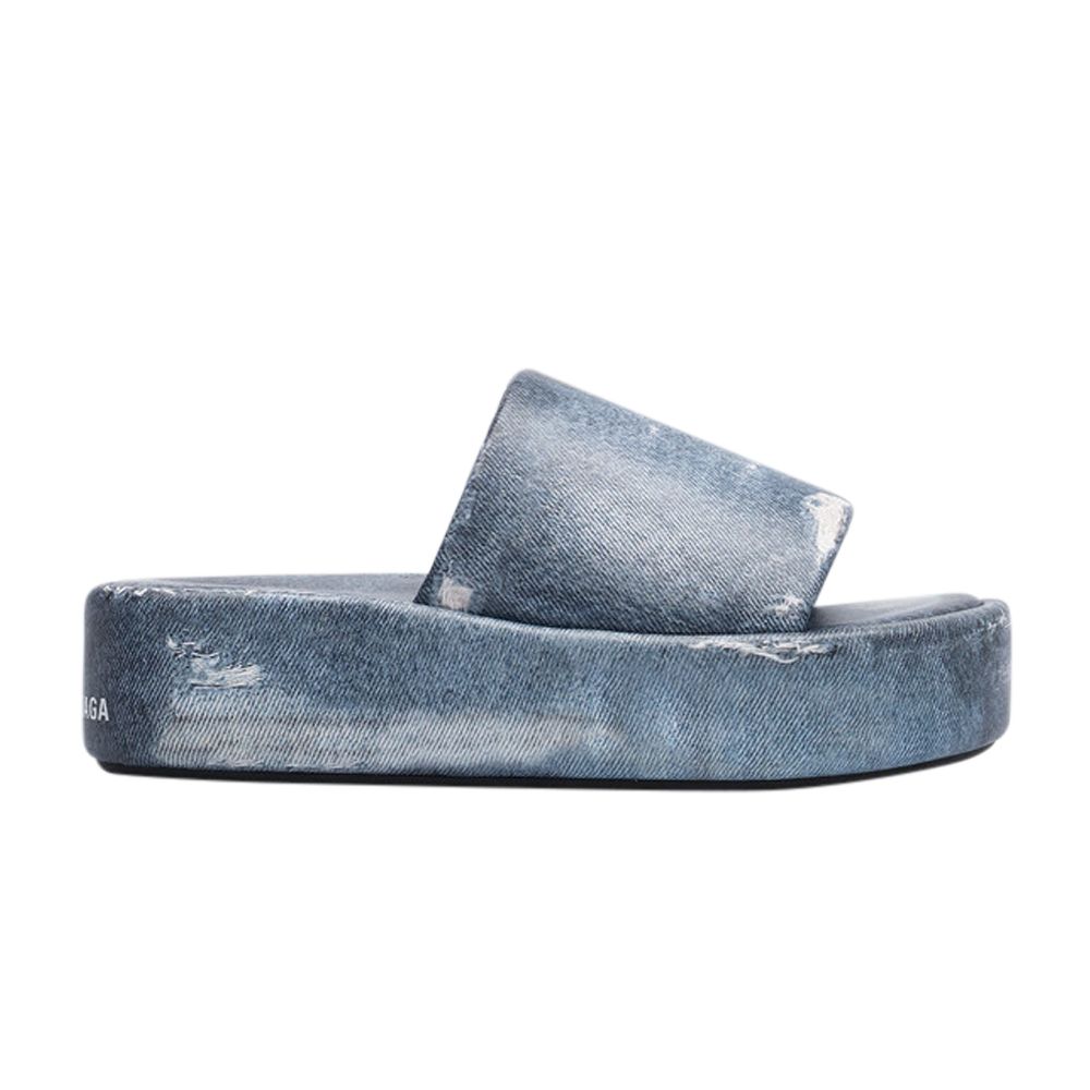 Pre-owned Balenciaga Wmns Rise Platform Slide 'blue Denim' | Women's Size 39