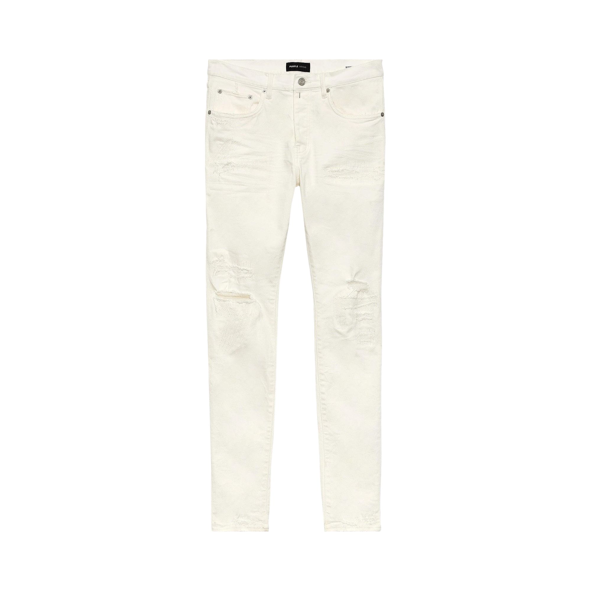 Pre-owned Purple Brand Low Rise Slim Jeans 'white Light Destroy' | Blue | Men's Size 30