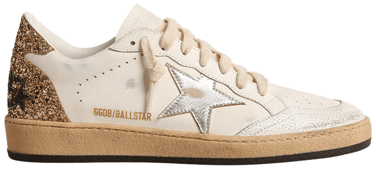 スニーカー Golden  Silver White Ballstar Sneaker With Glitter Golden Goose Silver/white Ballstar sneaker with glitter