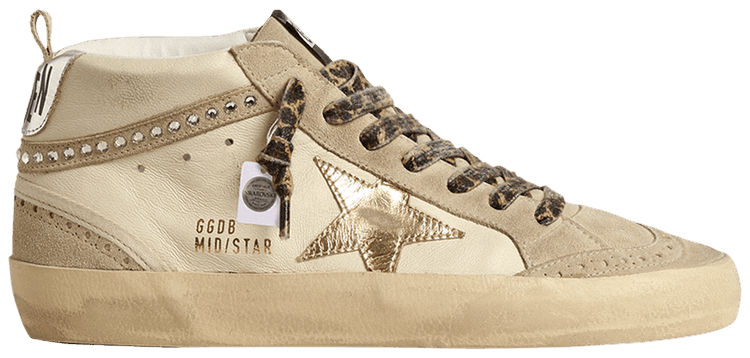 Size 8.5 Swarovski x Golden Goose Wmns Mid Star Beige Leopard Laces