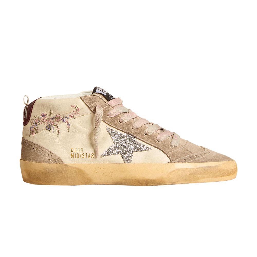 Pre-owned Golden Goose Wmns Mid Star 'floral Embroidery' | Cream | Women's Size 37