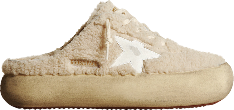 Golden Goose Wmns Space Star Sabot Beige Shearling