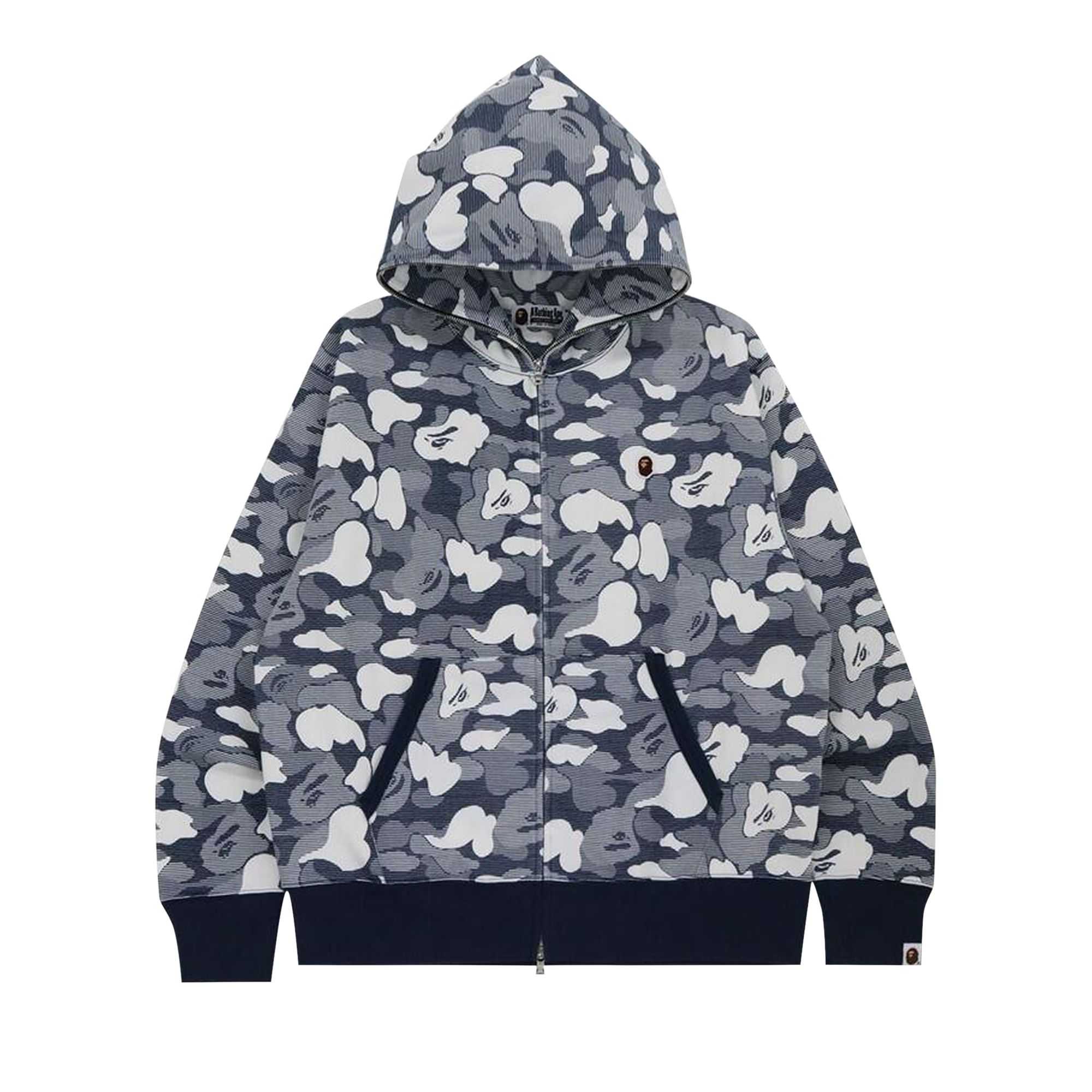 Pre-owned Bape Stripe Abc Camo Relaxed Fit Full Zip Hoodie 'navy' | Blue | Men's Size M