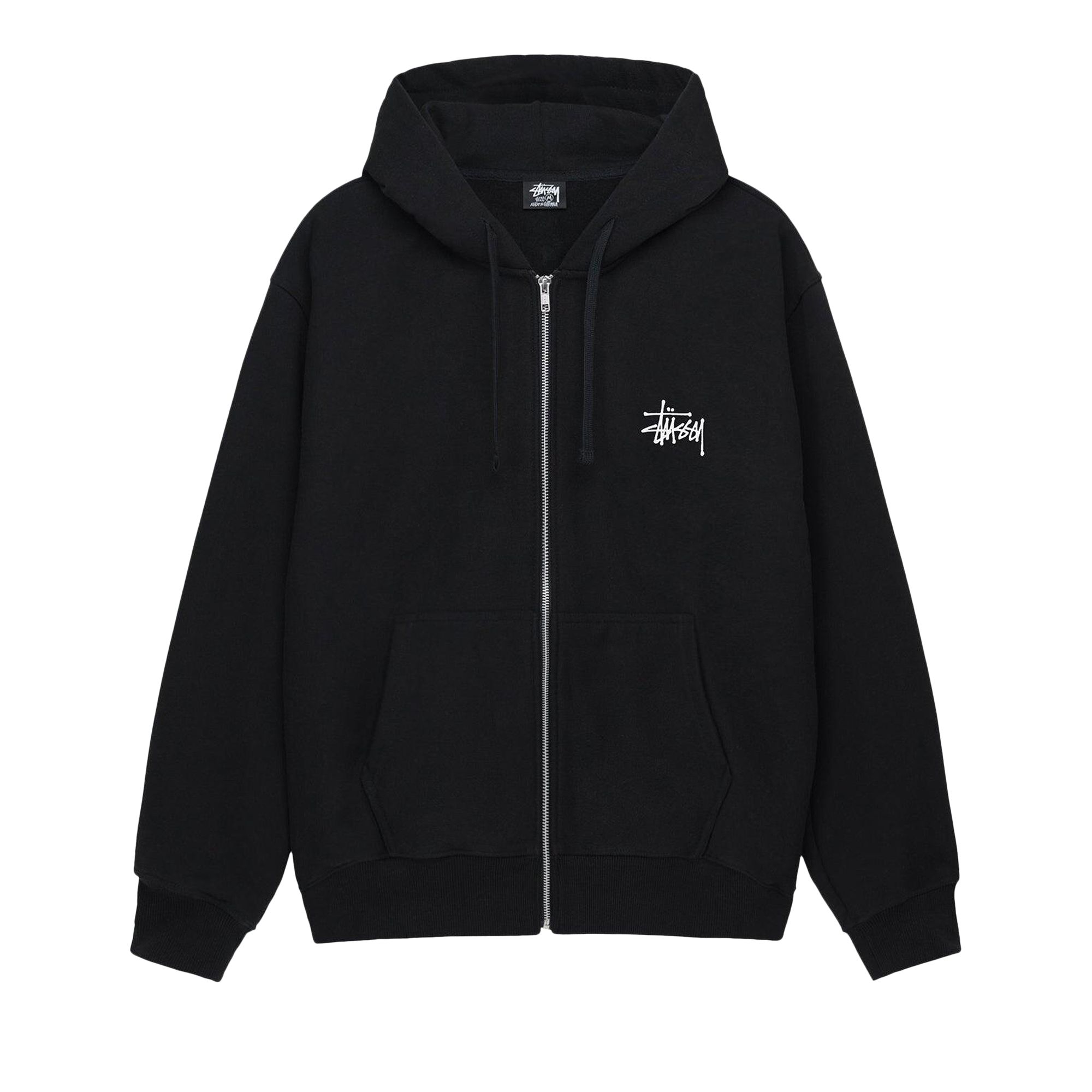 Stussy Basic Logo Zip Up Hoodie 'Black' | Men's Size M