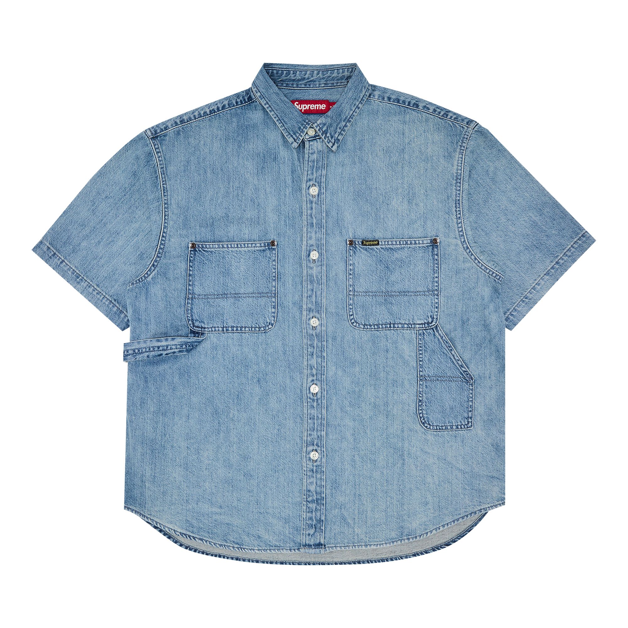 Supreme Loose Fit Short-Sleeve Denim Painter Shirt 'Washed Blue' | Men's Size S