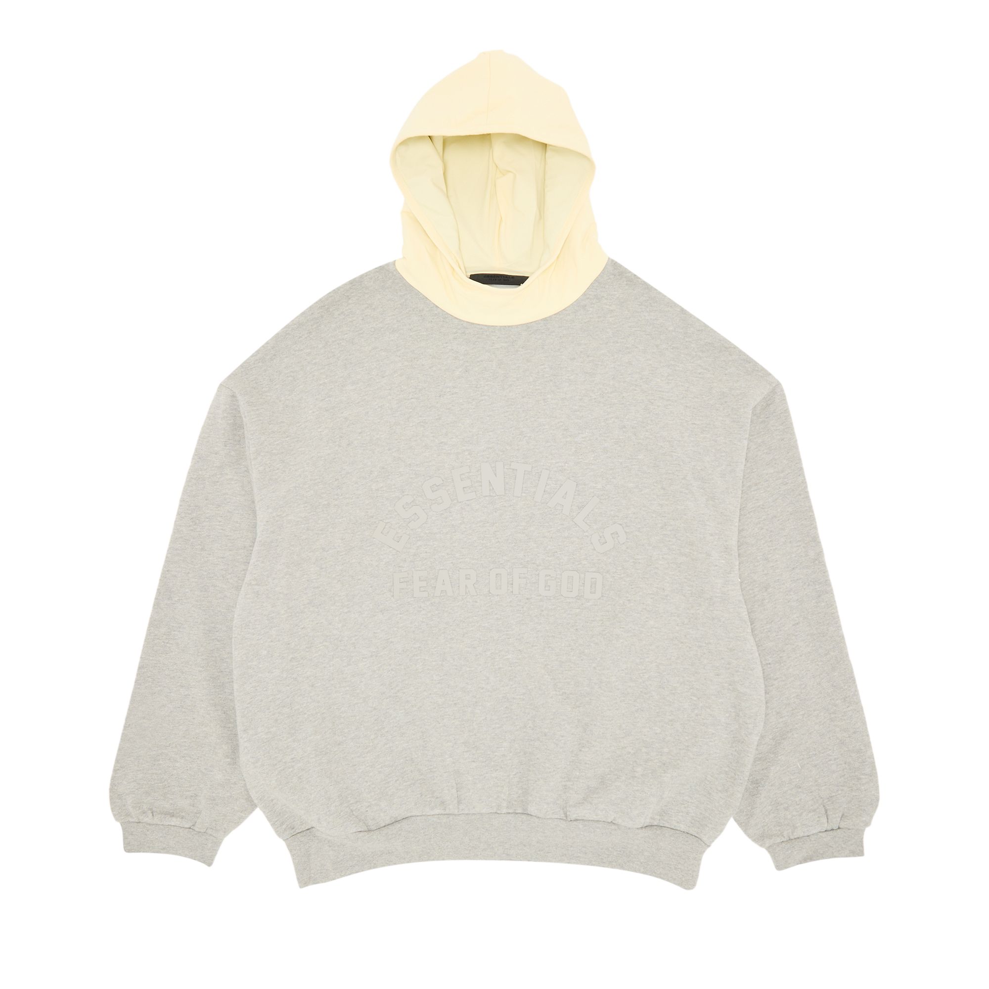 Fear of God Essentials Nylon Fleece Hoodie 'Dark Heather Oatmeal/Garden Yellow' | Grey | Men's Size 2XL