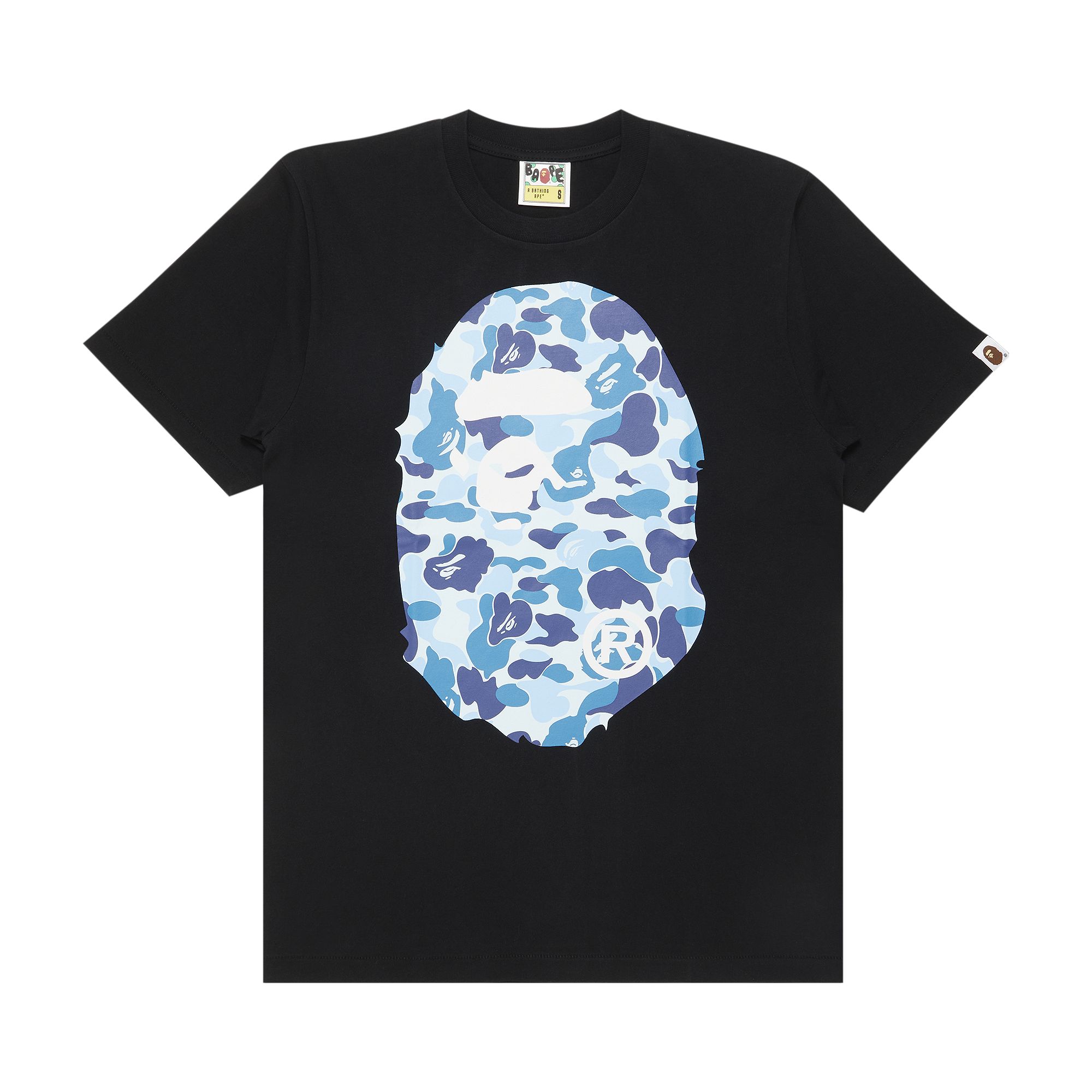 BAPE ABC Camo Big Ape Head Tee 'Black/Blue' | Men's Size L