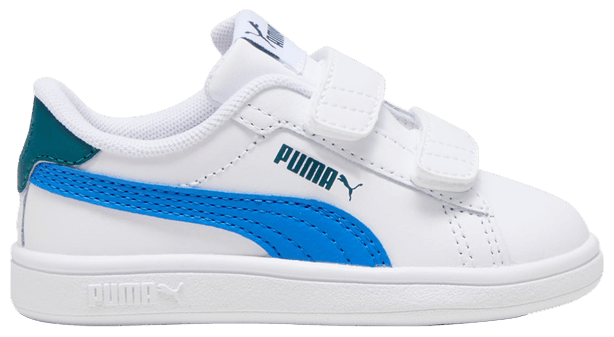 Puma Smash 30 Leather Velcro Toddler White Hyperlink Blue Green