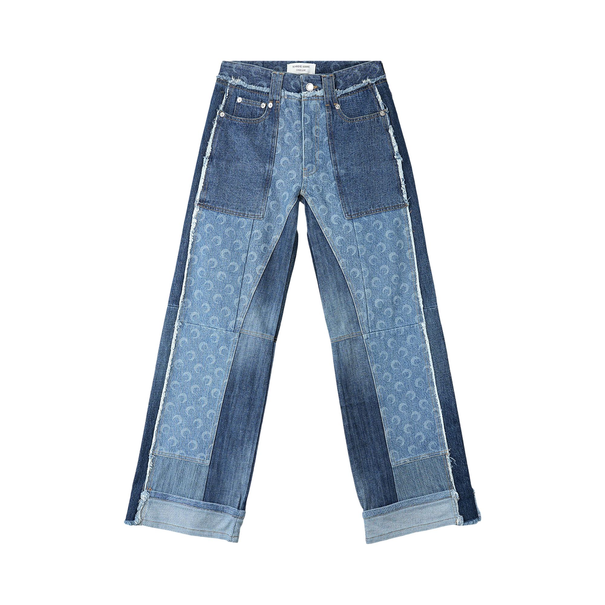 Pre-owned Marine Serre Regenerated Denim Straight Leg Pants 'navy' | Blue | Women's Size 38