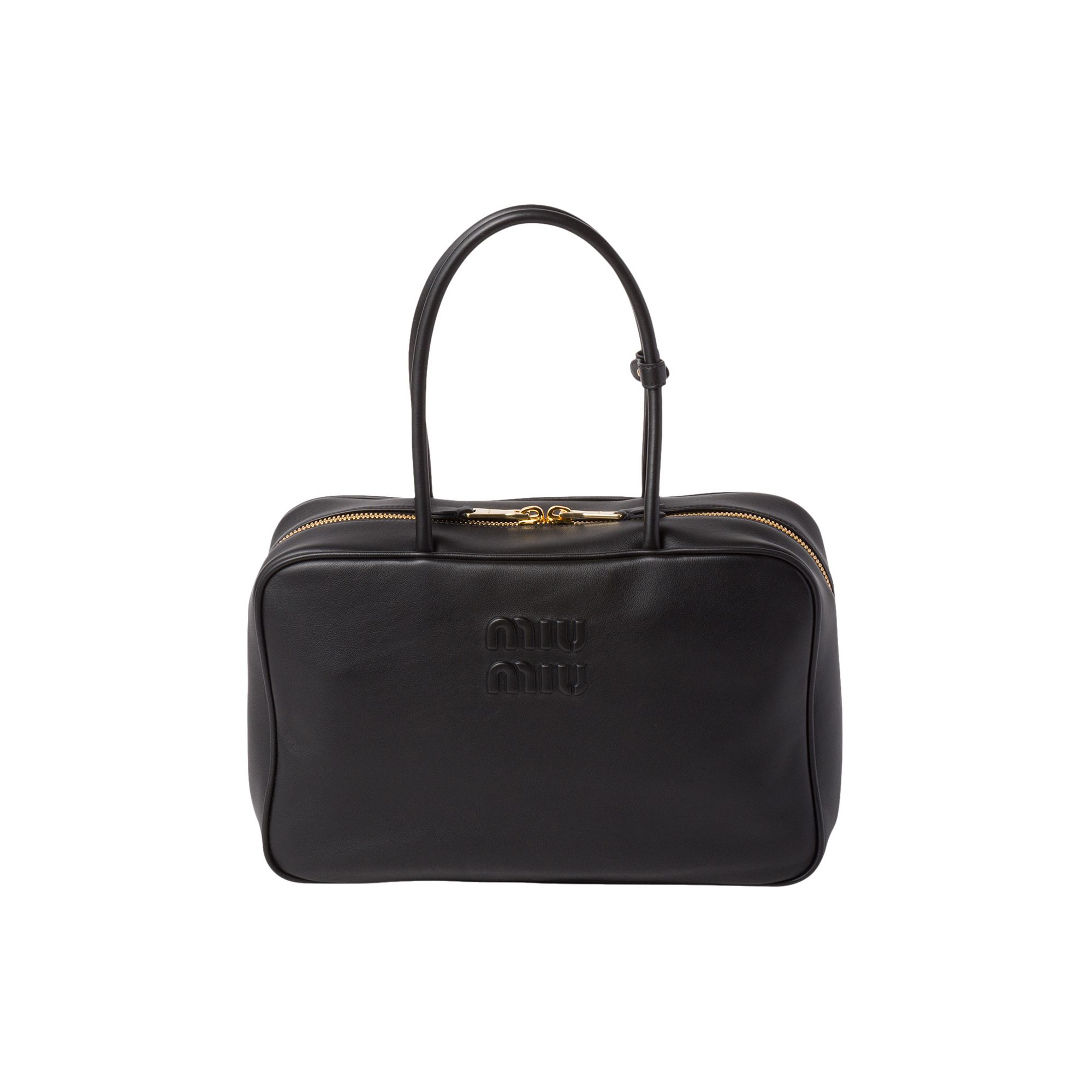 Pre-owned Miu Miu Leather Top Handle Bag 'black'