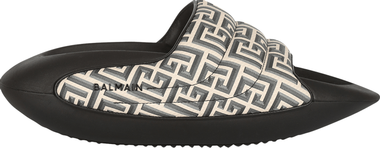 Balmain B IT Quilted Leather Mules Monogram Print   Black