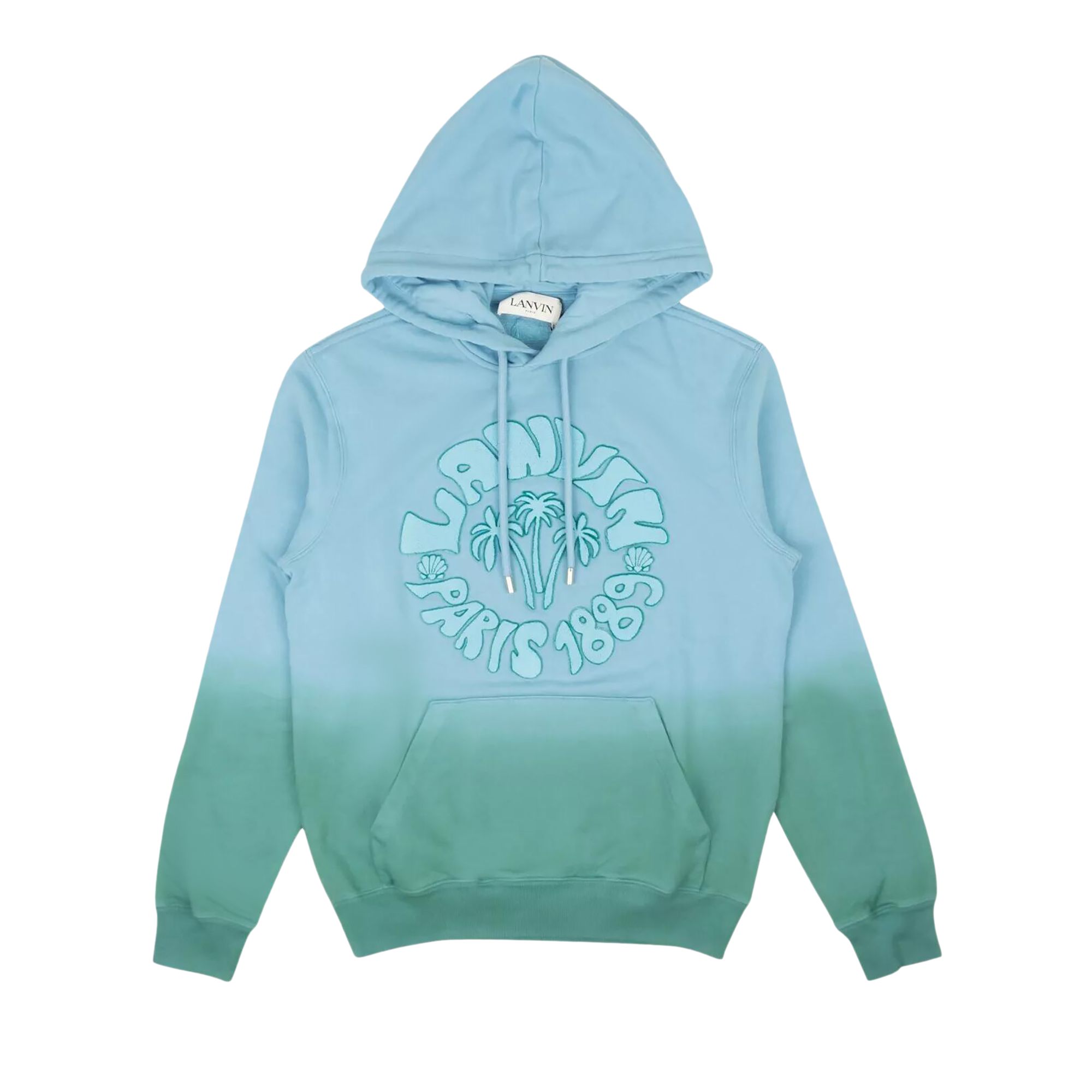 Lanvin Embossed Logo Ombré Hoodie 'Teal/Blue' | Men's Size L