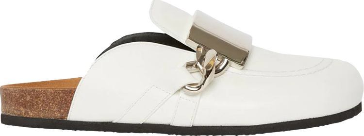 JW Anderson Calf Tresor Gourmet Chain Loafer Mules White Bracel Silver