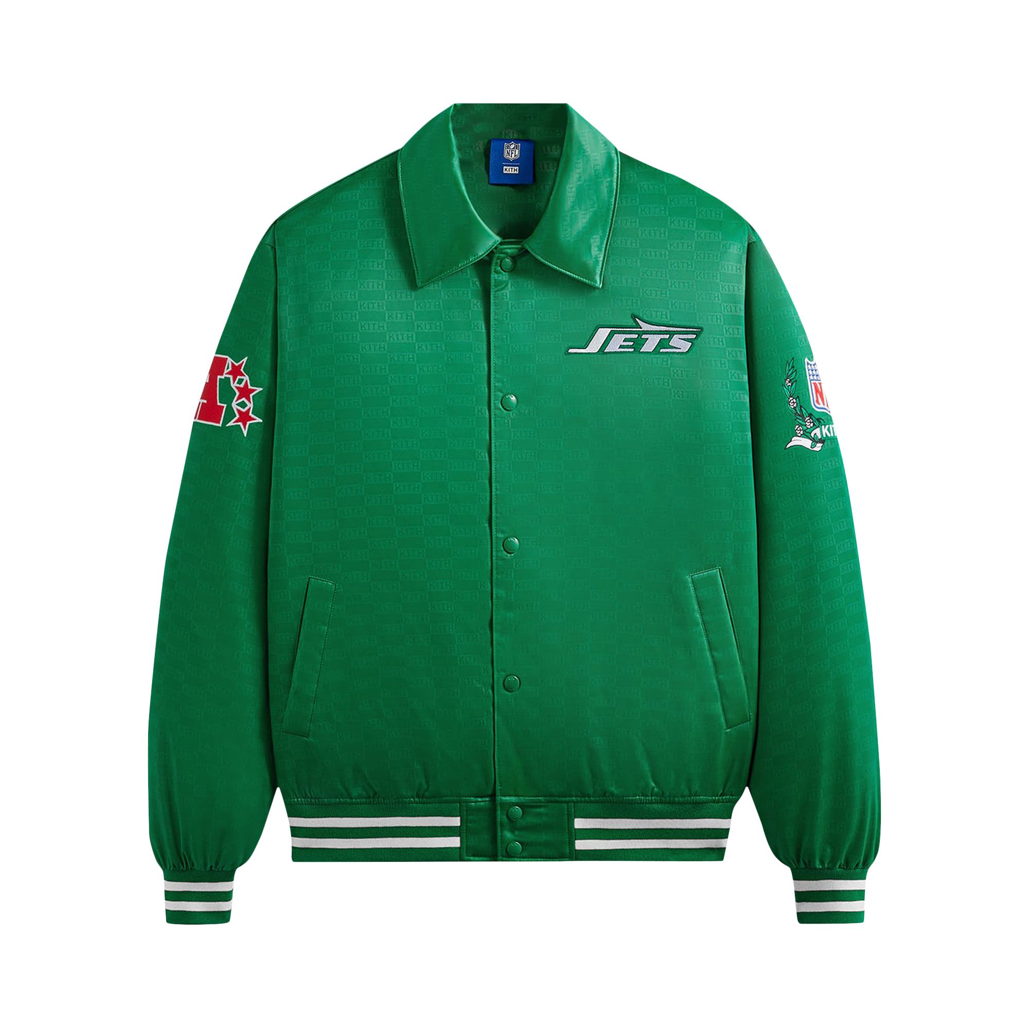 Pre-owned Kith For The Nfl: Jets Satin Bomber Jacket 'luna' | Green | Men's Size S