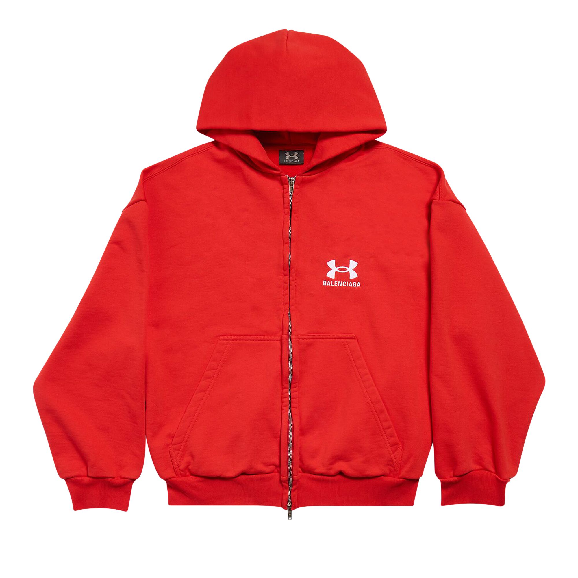 Pre-owned Balenciaga X Under Armour Zip Up Hoodie 'red/white' | Men's Size 2