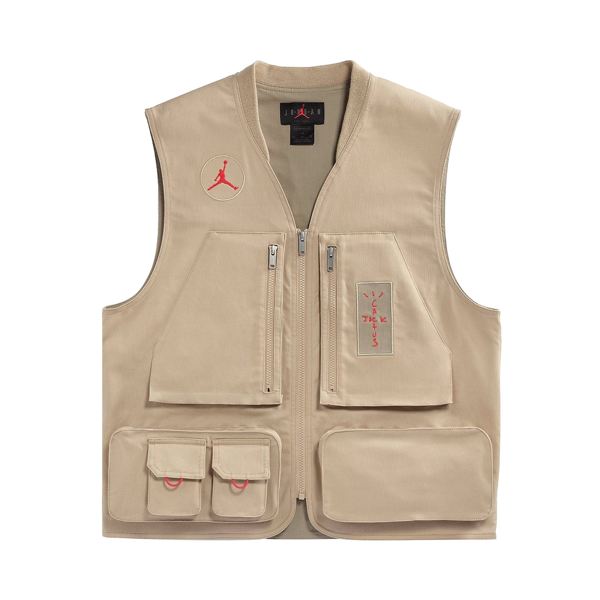 Cactus Jack by Travis Scott x Jordan Utility Vest 'Desert/Khaki/University Red' | Tan | Men's Size 2XL