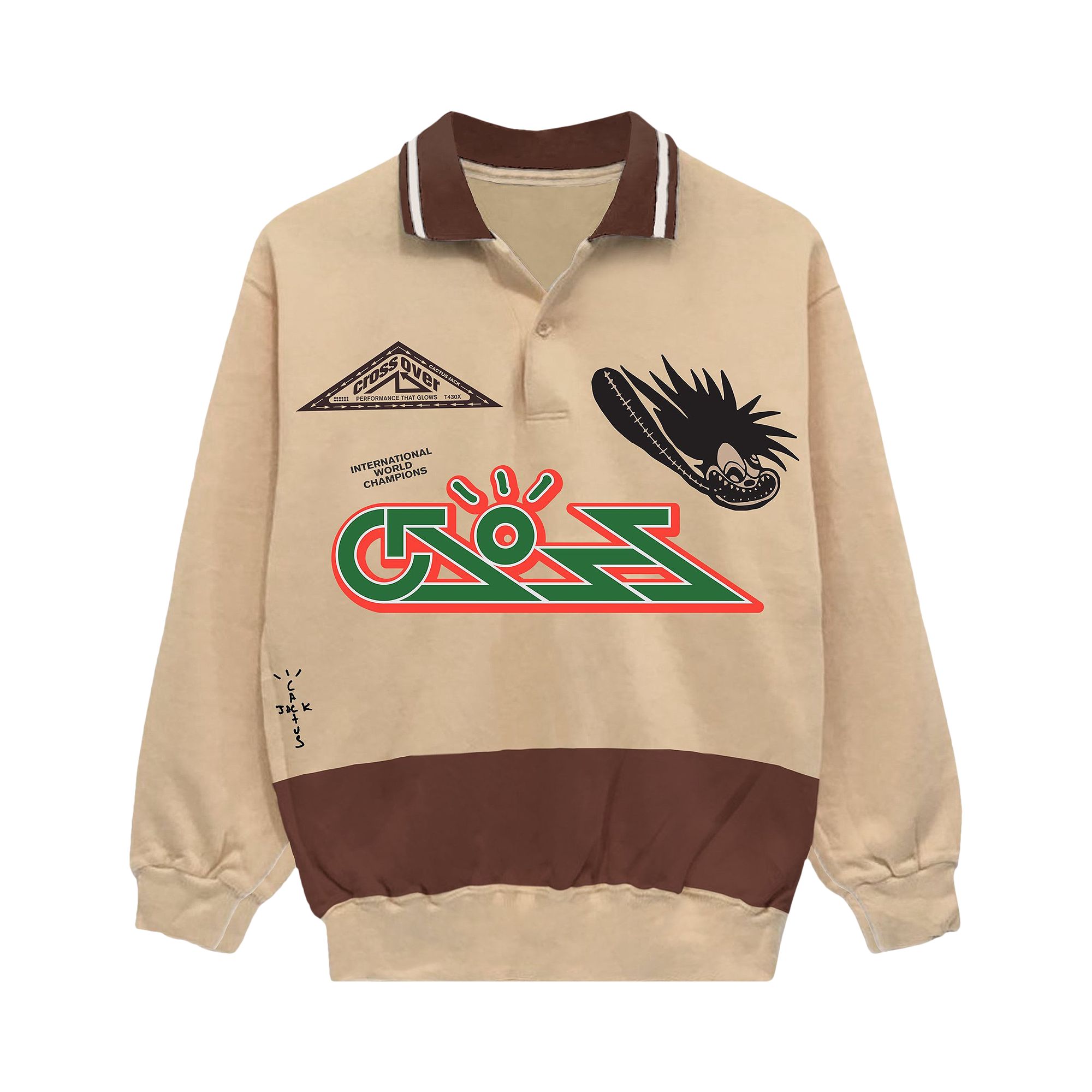 Cactus Jack by Travis Scott Cross Rugby Sweater 'Tan/Brown' | Men's Size M