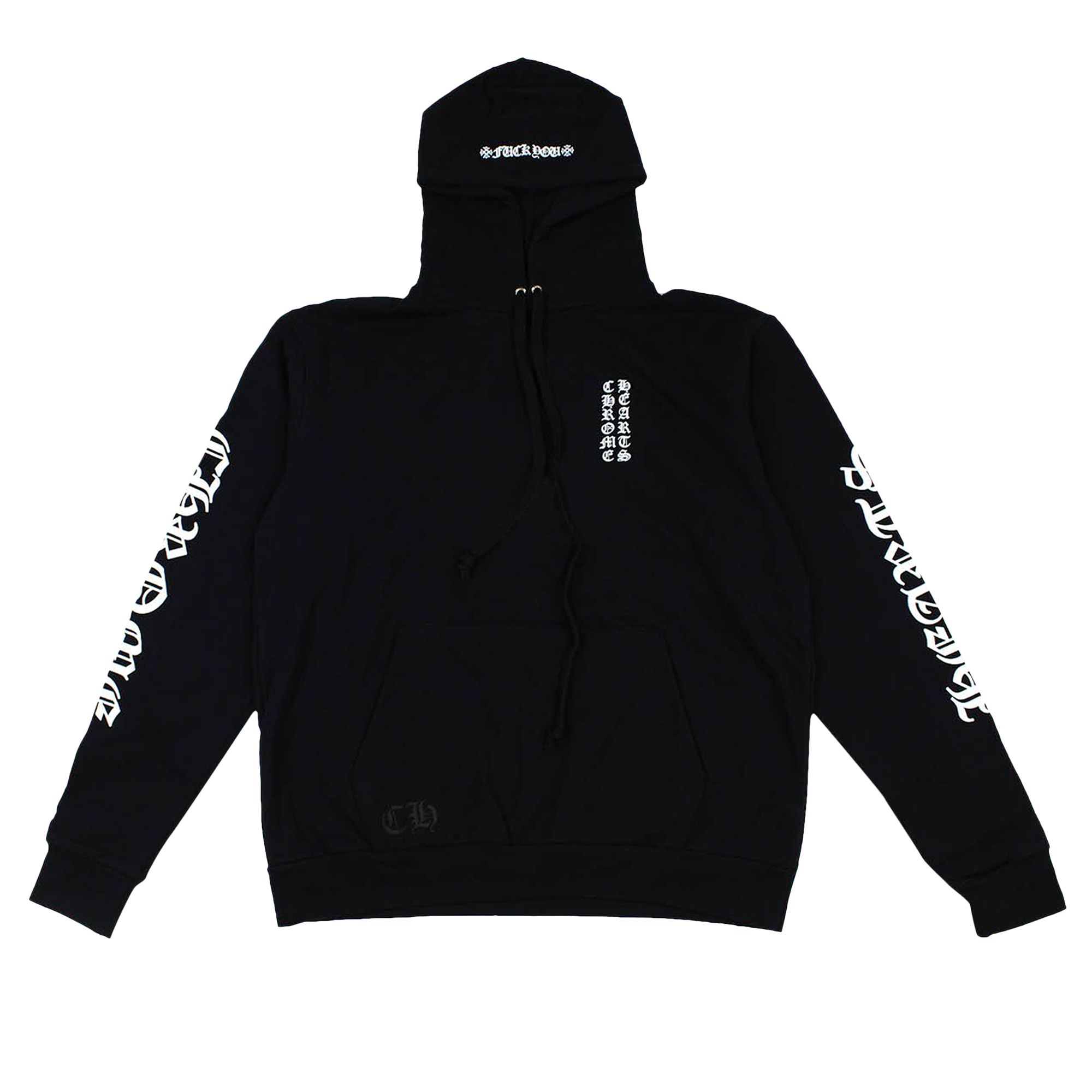 Chrome Hearts Letters Sleeve Fleece Pullover Hoodie 'Black/White' | Men's Size 2XL