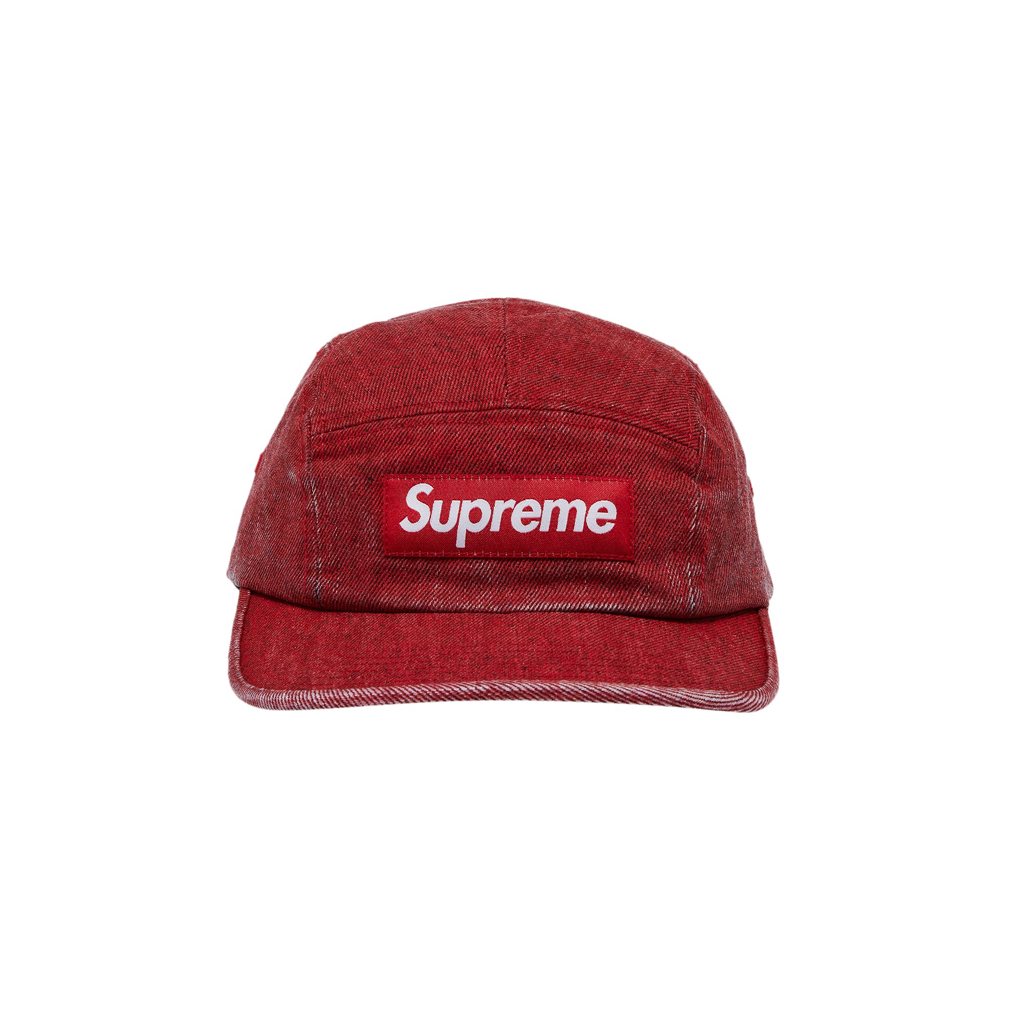 Pre-owned Supreme Coated Denim Camp Cap 'red'