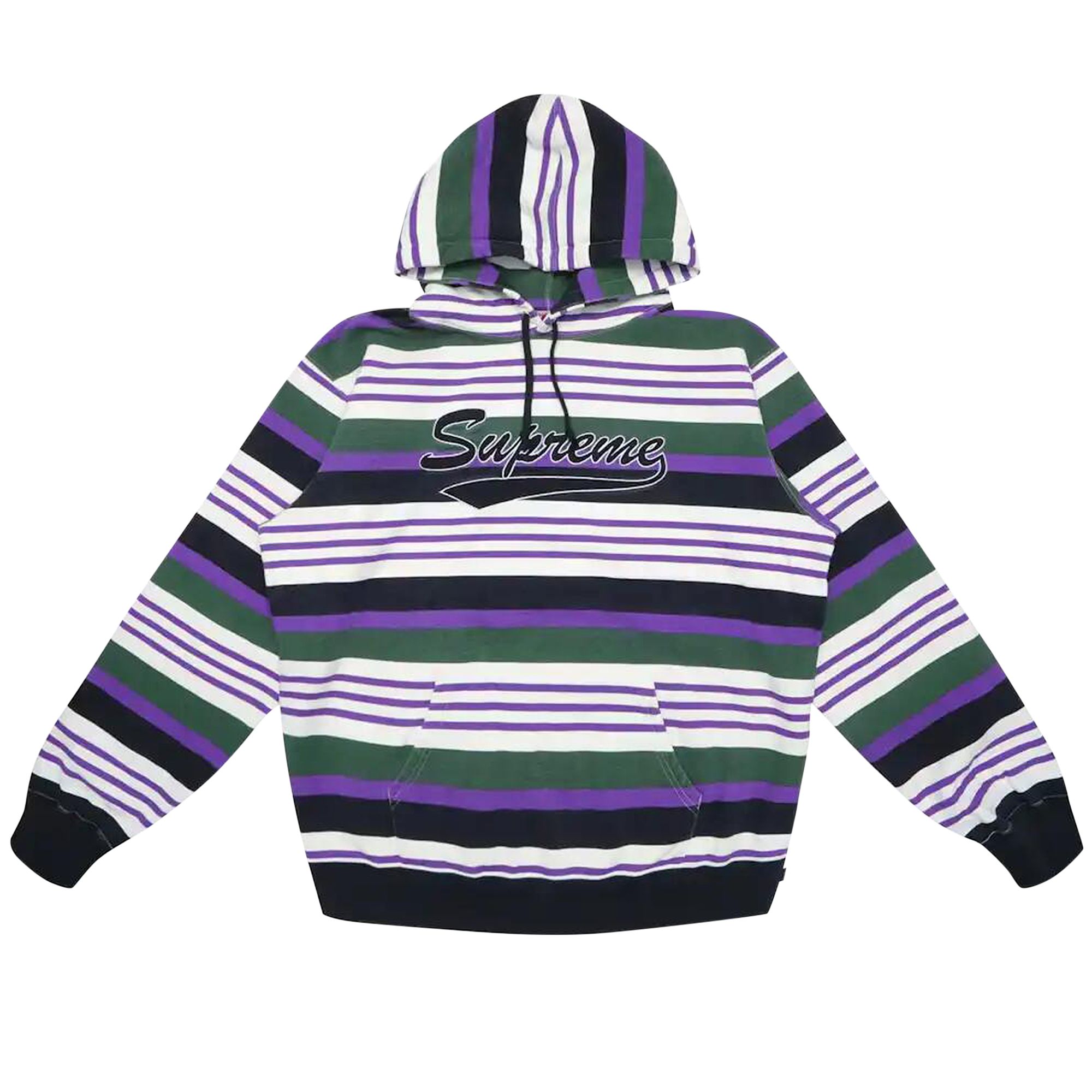 Pre-owned Supreme Striped Hooded Sweatshirt 'black' | Multi-color | Men's Size M