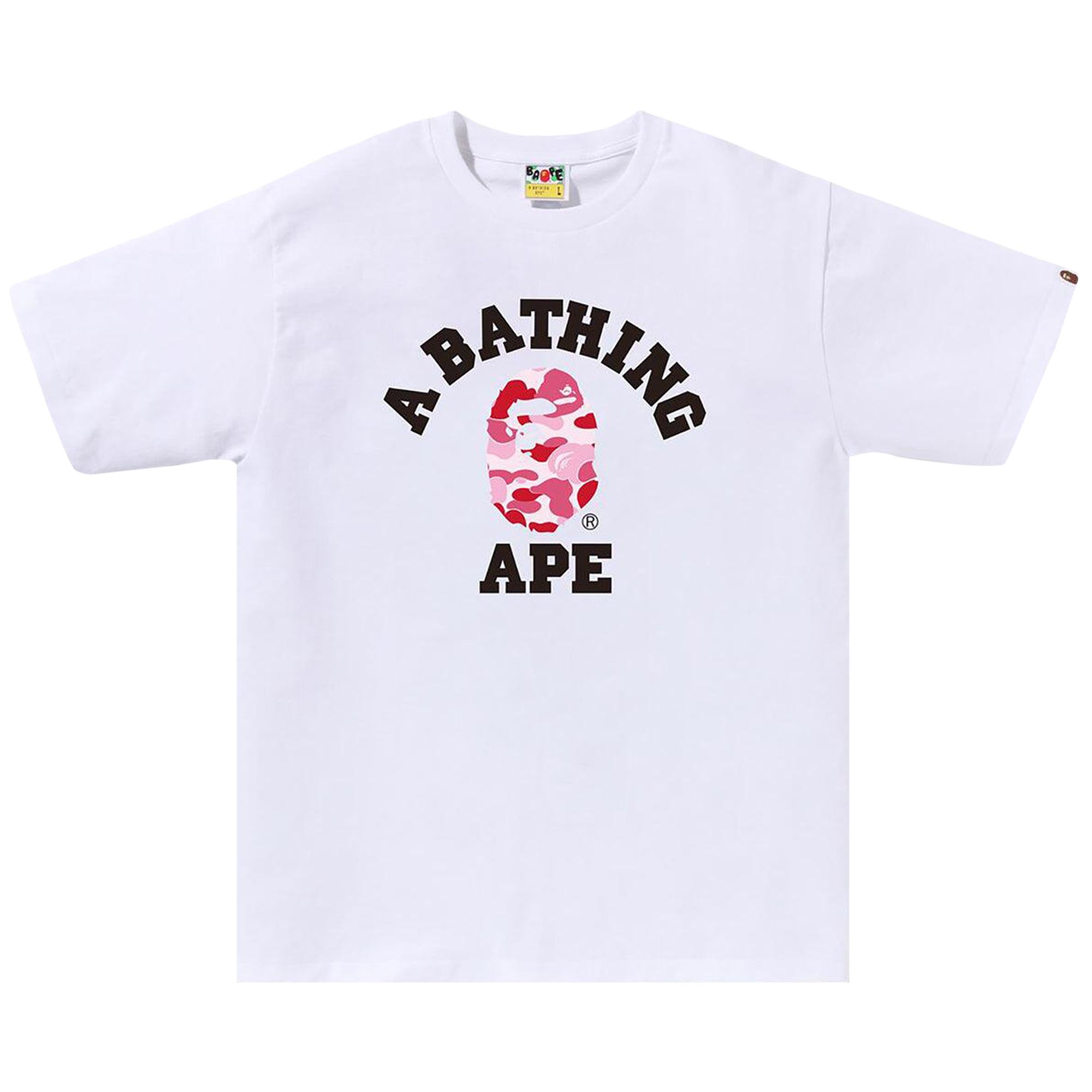 Pre-owned Bape Abc Camo College Tee 'white/pink'