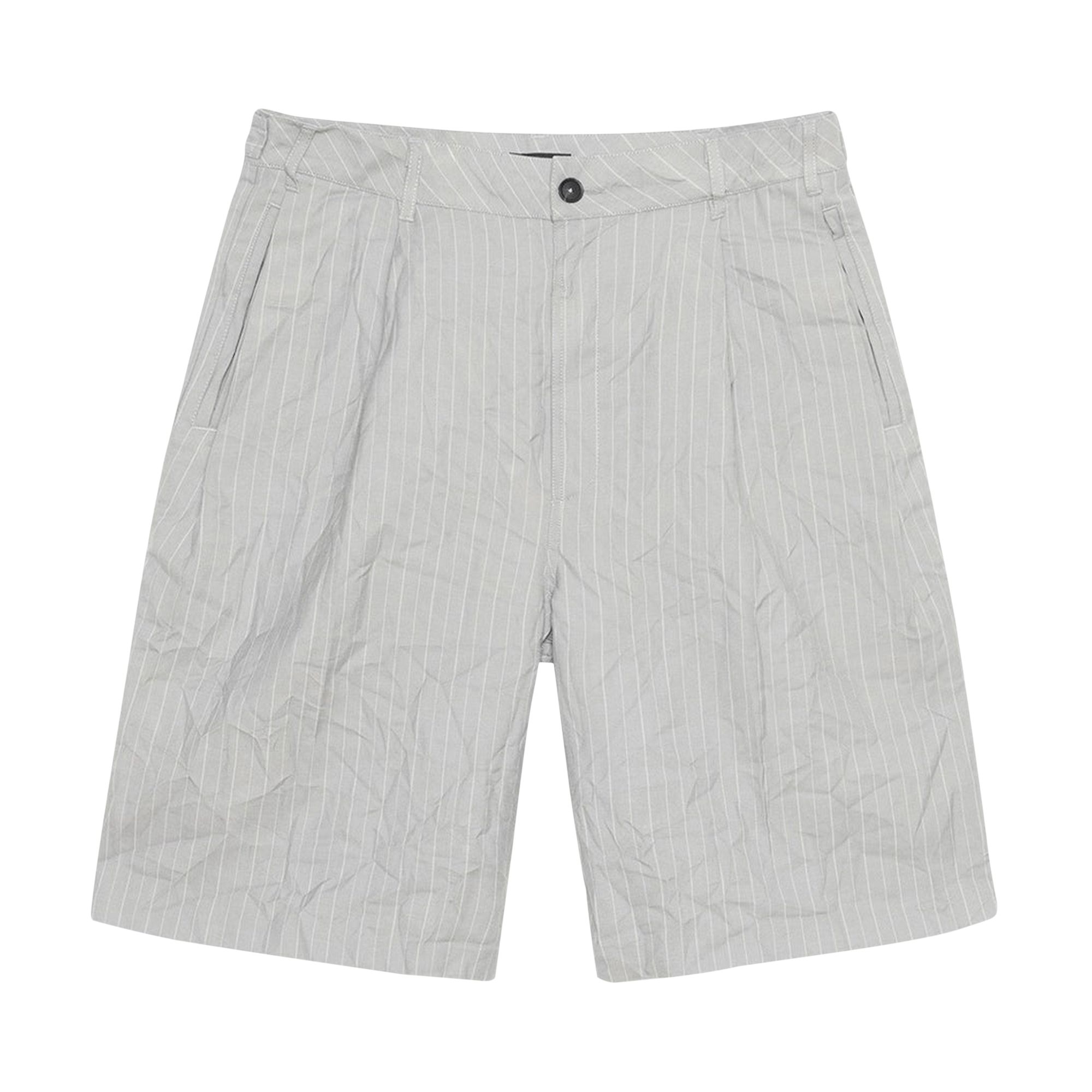 Pre-owned Stussy Wrinkled Stripe Volume Pleated Short 'grey'