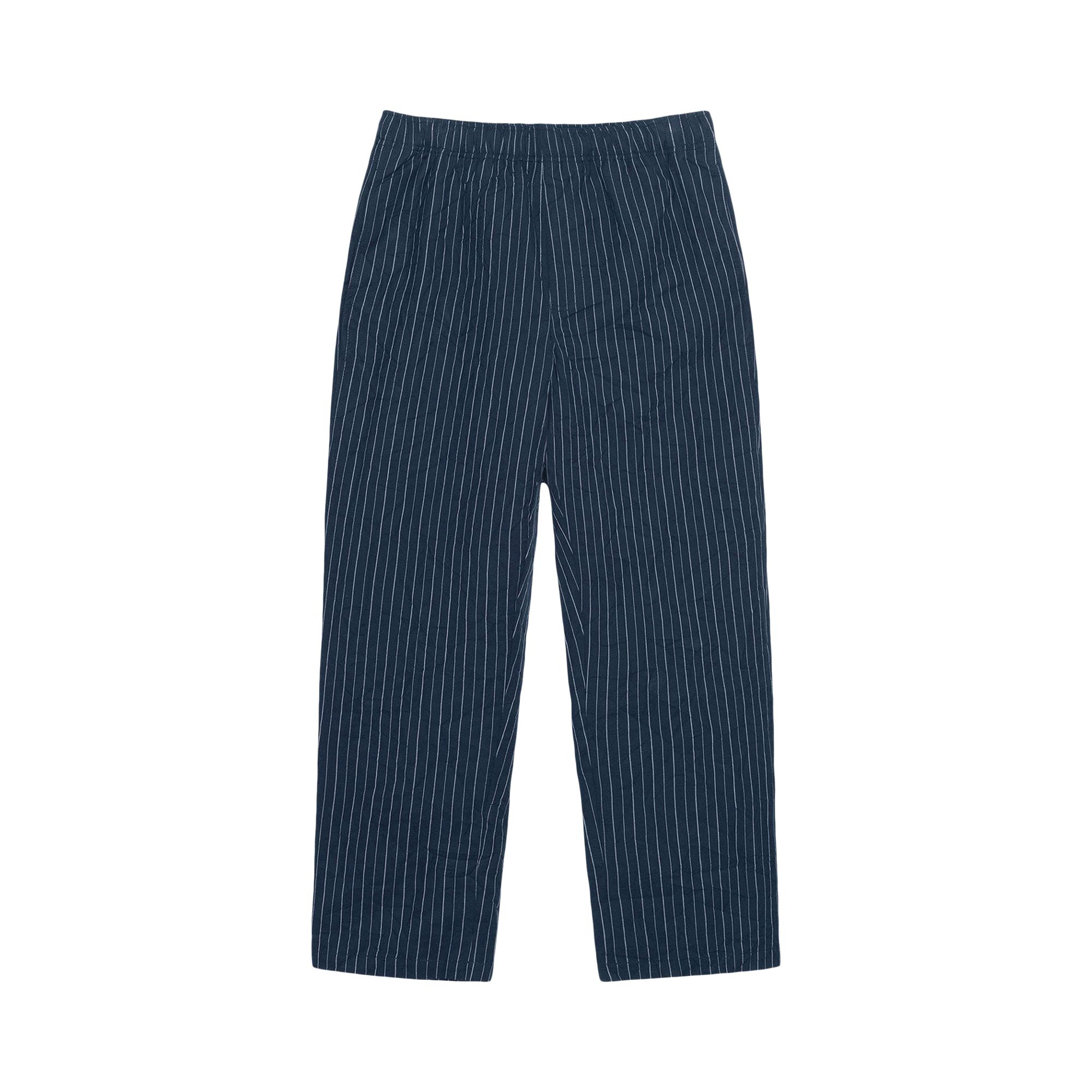 Pre-owned Stussy Wrinkled Stripe Beach Pant 'navy' | Blue | Men's Size M