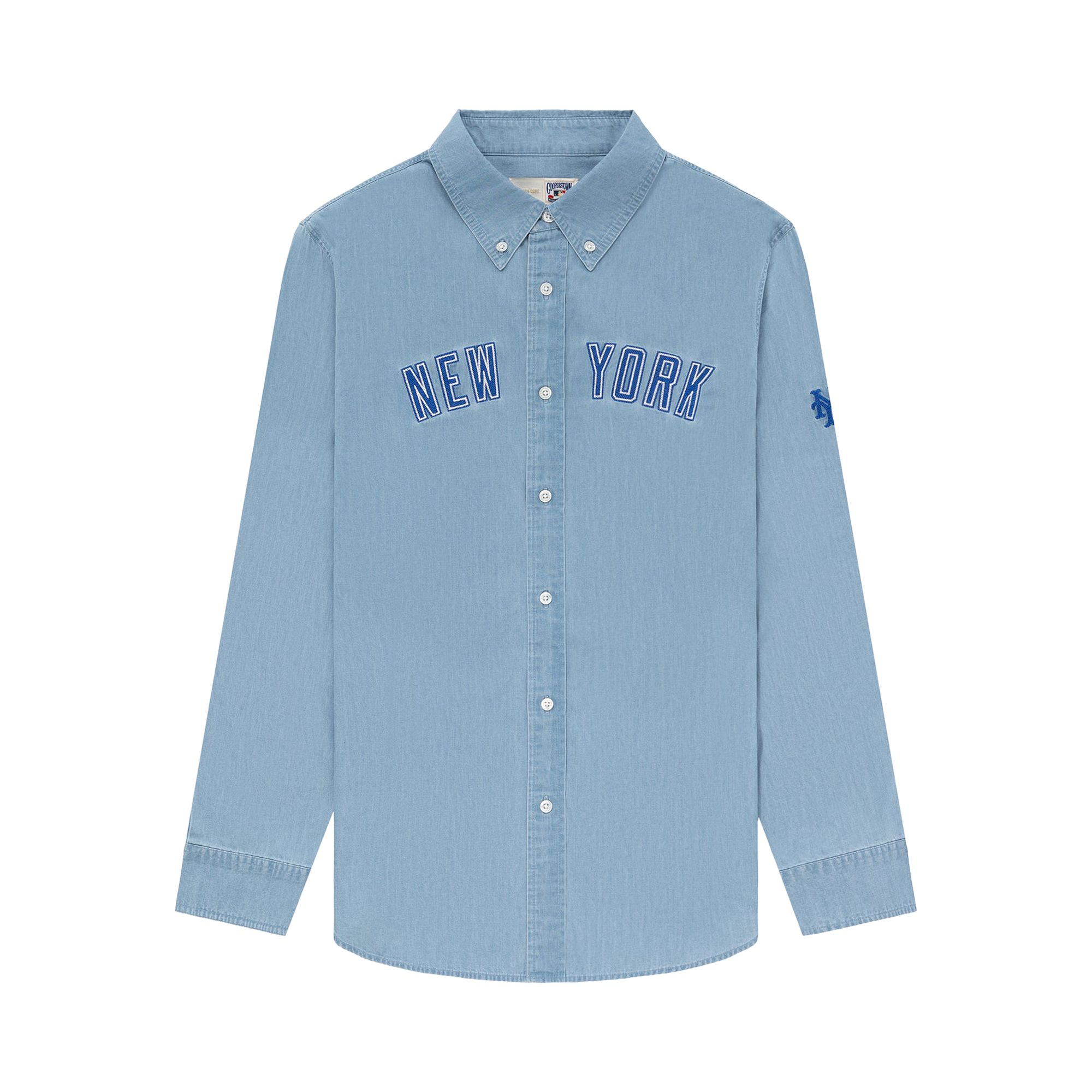 Pre-owned Aimé Leon Dore X New York Mets Chambray Shirt 'light Washed' | Blue | Men's Size Xl