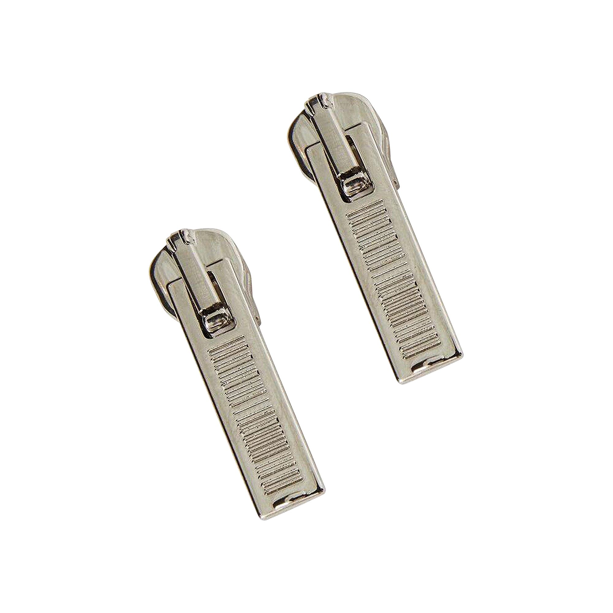 Pre-owned Vtmnts Barcode Zipper Earrings 'brass' In Silver