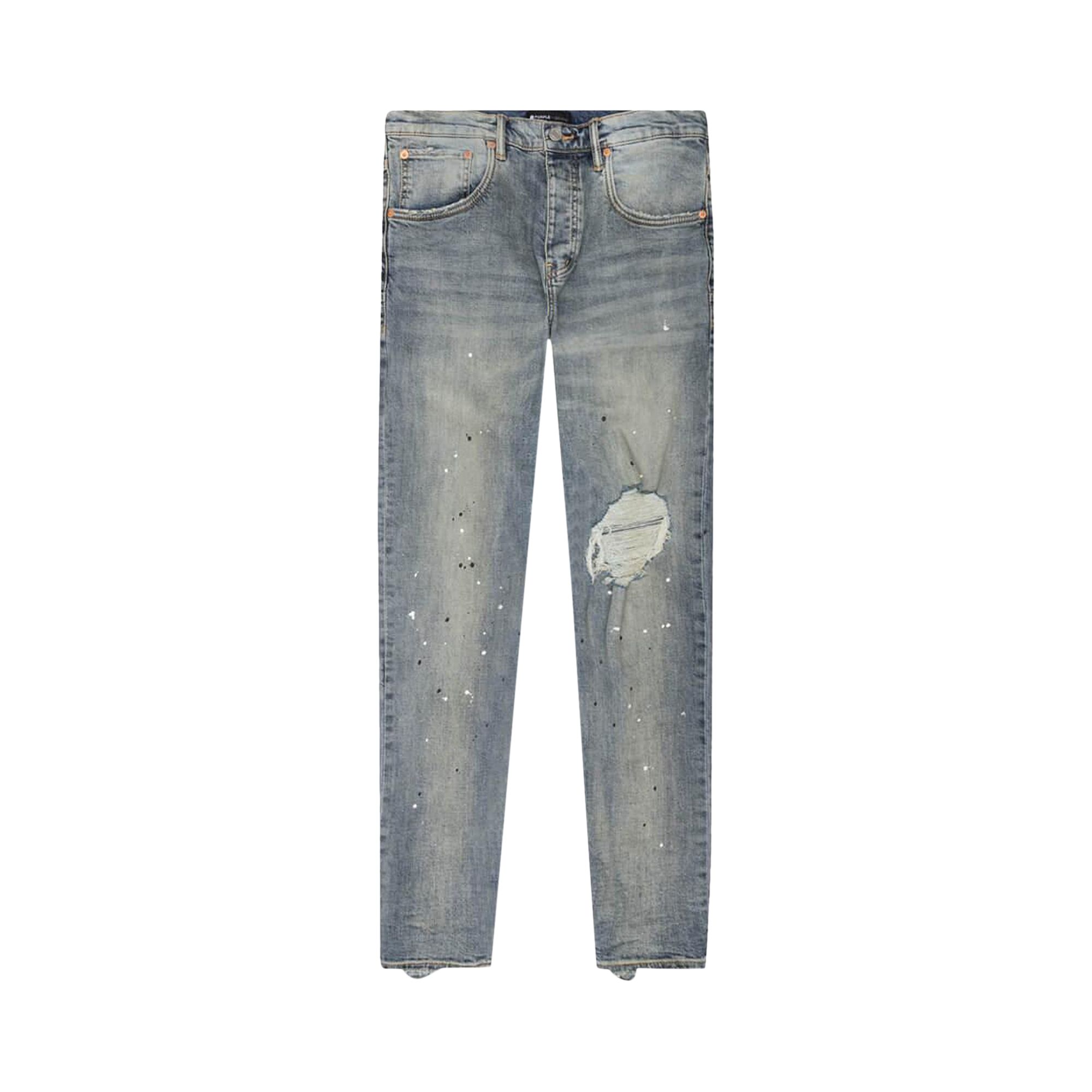 Pre-owned Purple Brand Mid Rise Destroy Paint Jeans 'blue'