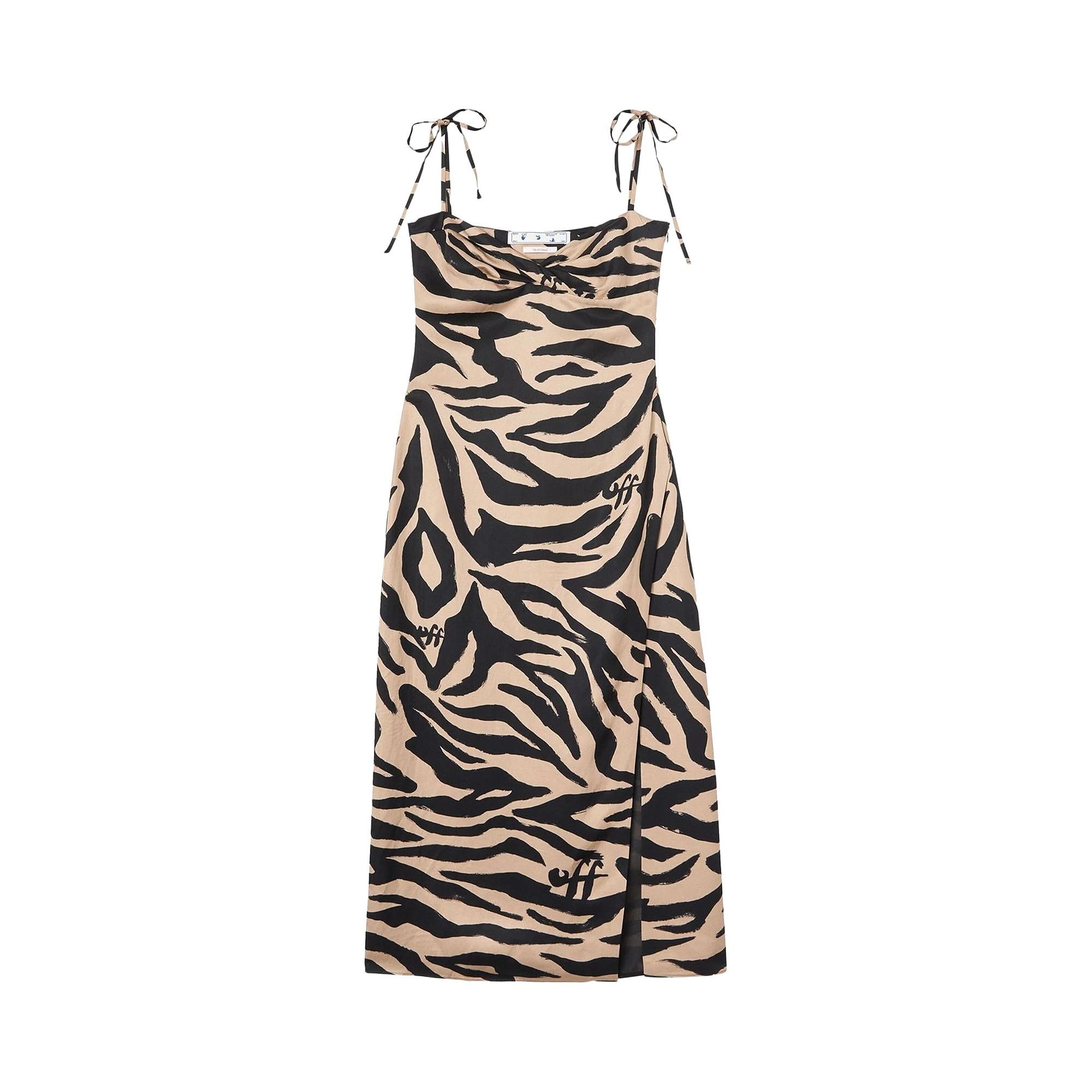 Off-White Zebra Twisted Long Dress 'Black' | Women's Size 38