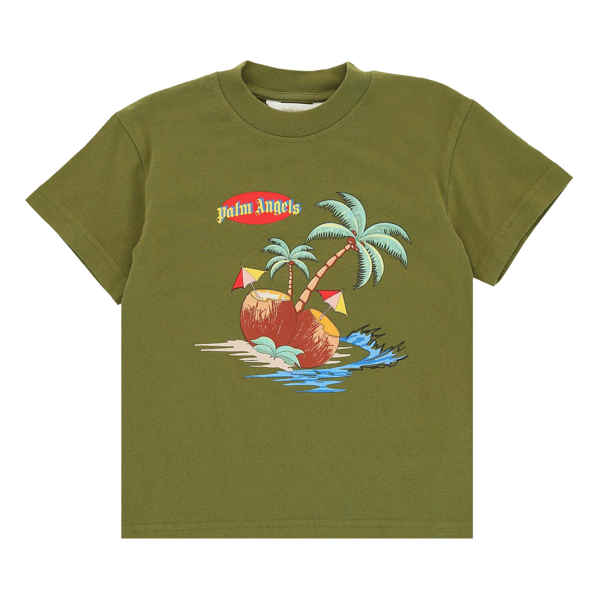 Palm Angels Kids Tropical-Print T-Shirt 'Military' | Green | Kid's Size 10