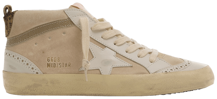 Golden Goose Wmns Mid Star Beige Gold Brown Leopard