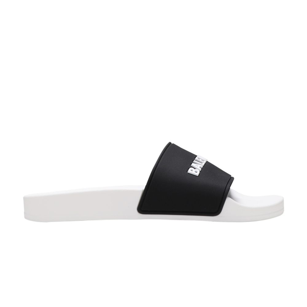 Pre-owned Balenciaga Wmns Pool Slides 'white Black' | Women's Size 37