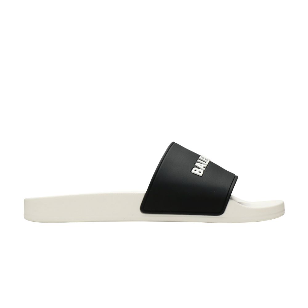 Pre-owned Balenciaga Pool Slides 'white Black' | Men's Size 41