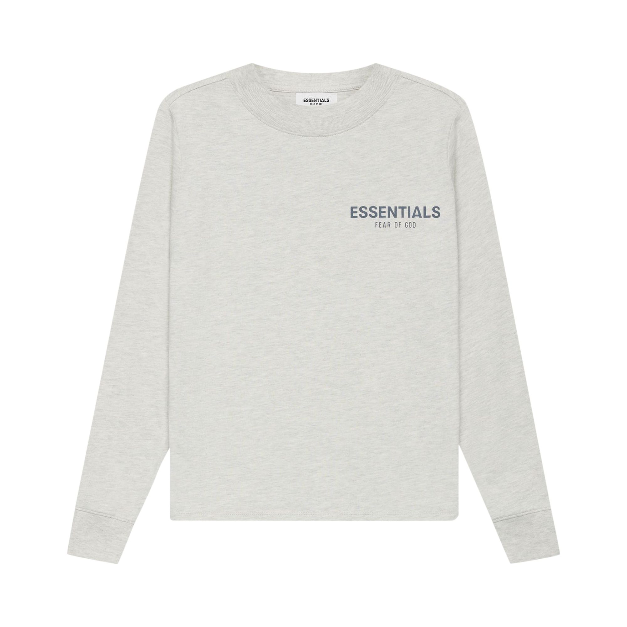 Fear of God Essentials Kids Long-Sleeve Tee 'Light Heather Oatmeal' | Grey | Kid's Size 8