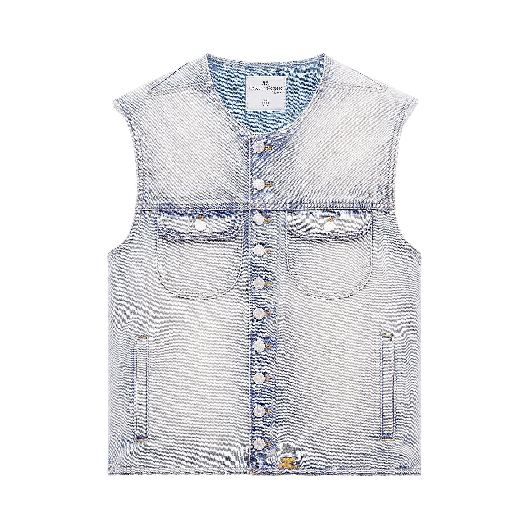 Pre-owned Courrèges Multiflex Denim Vest 'blue' | Men's Size 52