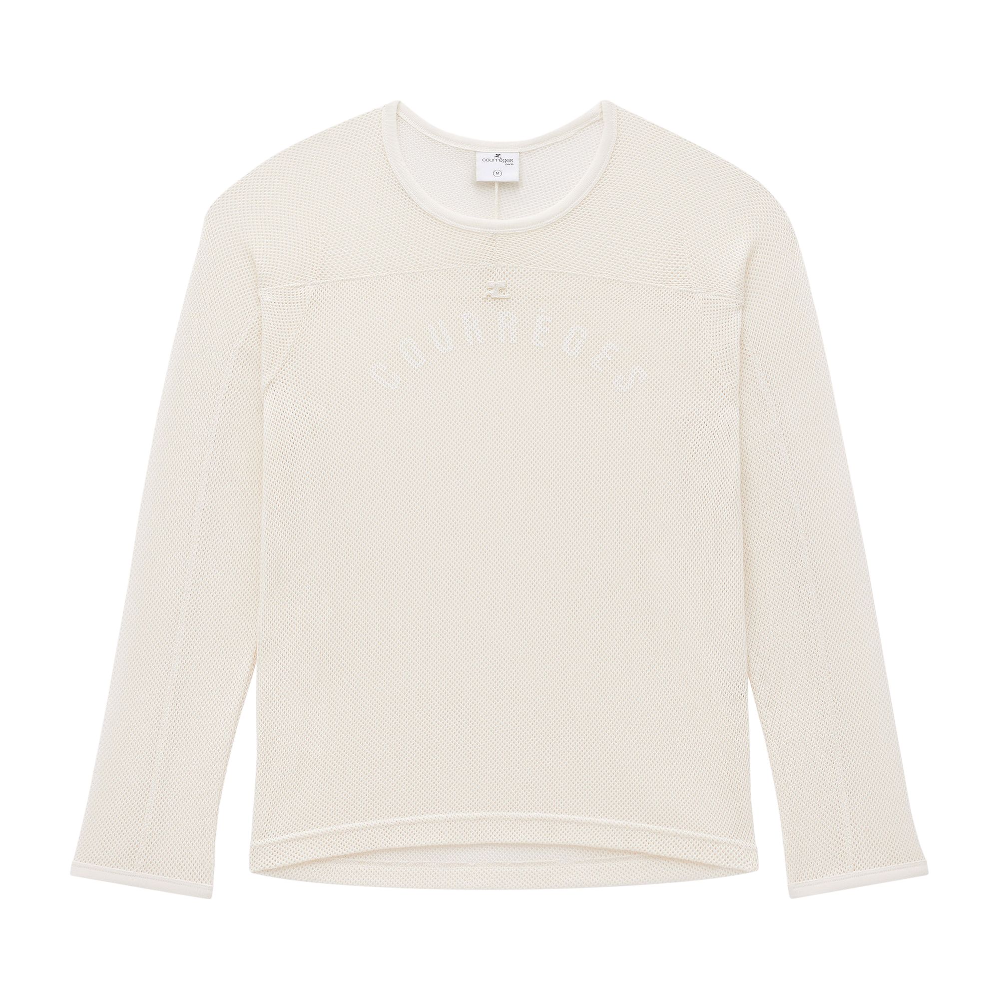 Pre-owned Courrèges Baseball Printed Mesh Long-sleeve T-shirt 'white' | Men's Size L