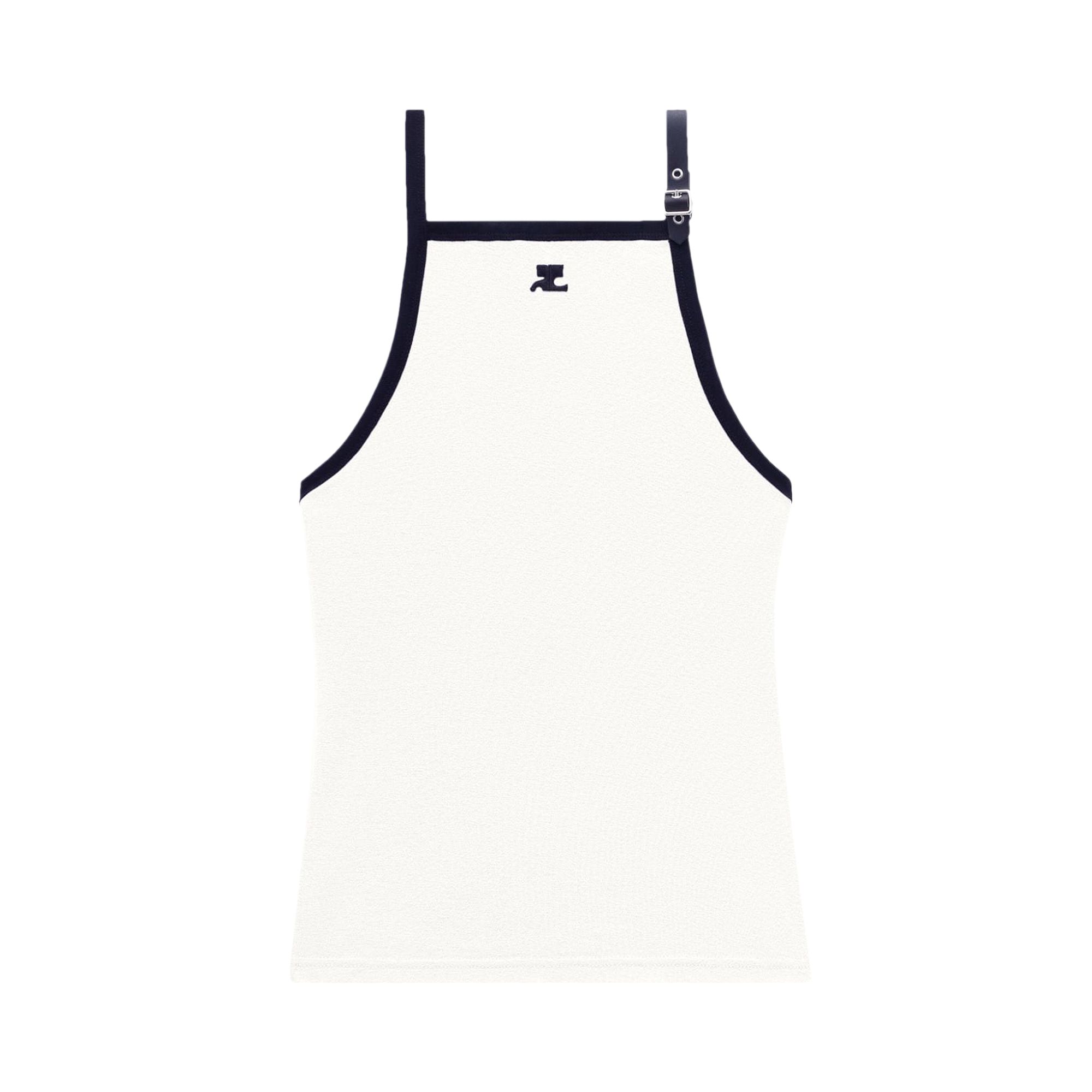 Pre-owned Courrèges Buckle Contrast Tank Top 'white'