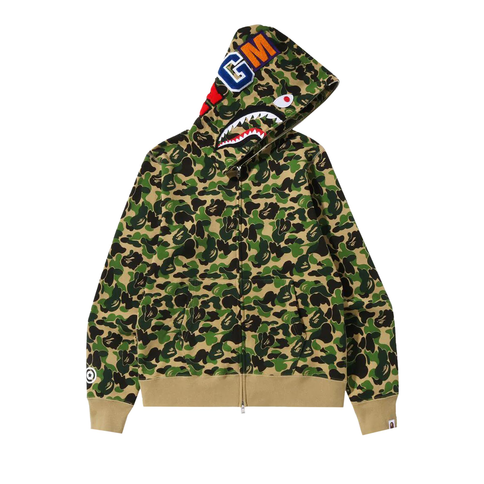 BAPE ABC Camo Shark Full Zip Hoodie 'Green' | Men's Size XL