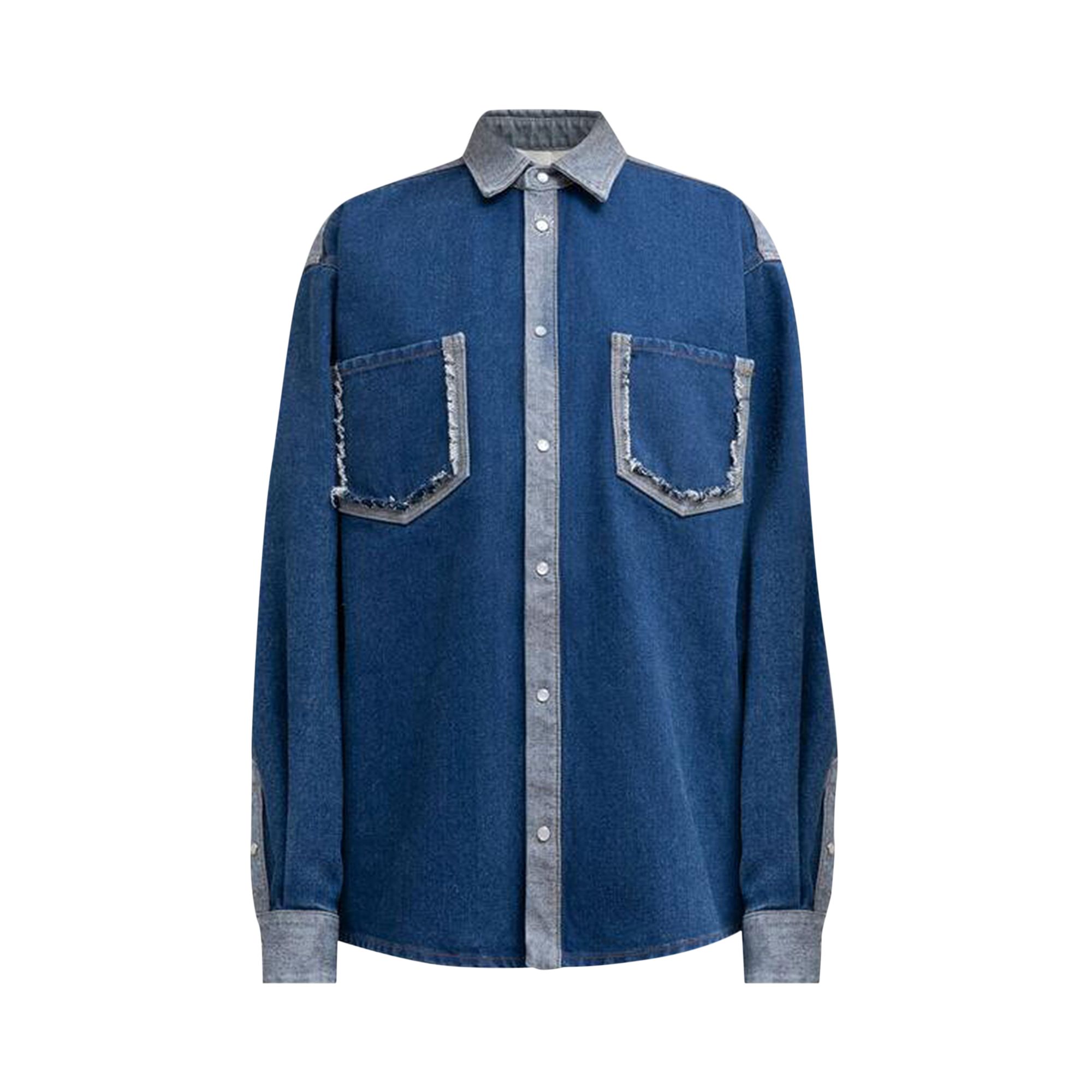 Pre-owned Marni Bleached Coated Denim Shirt 'ocean' | Blue | Women's Size 42