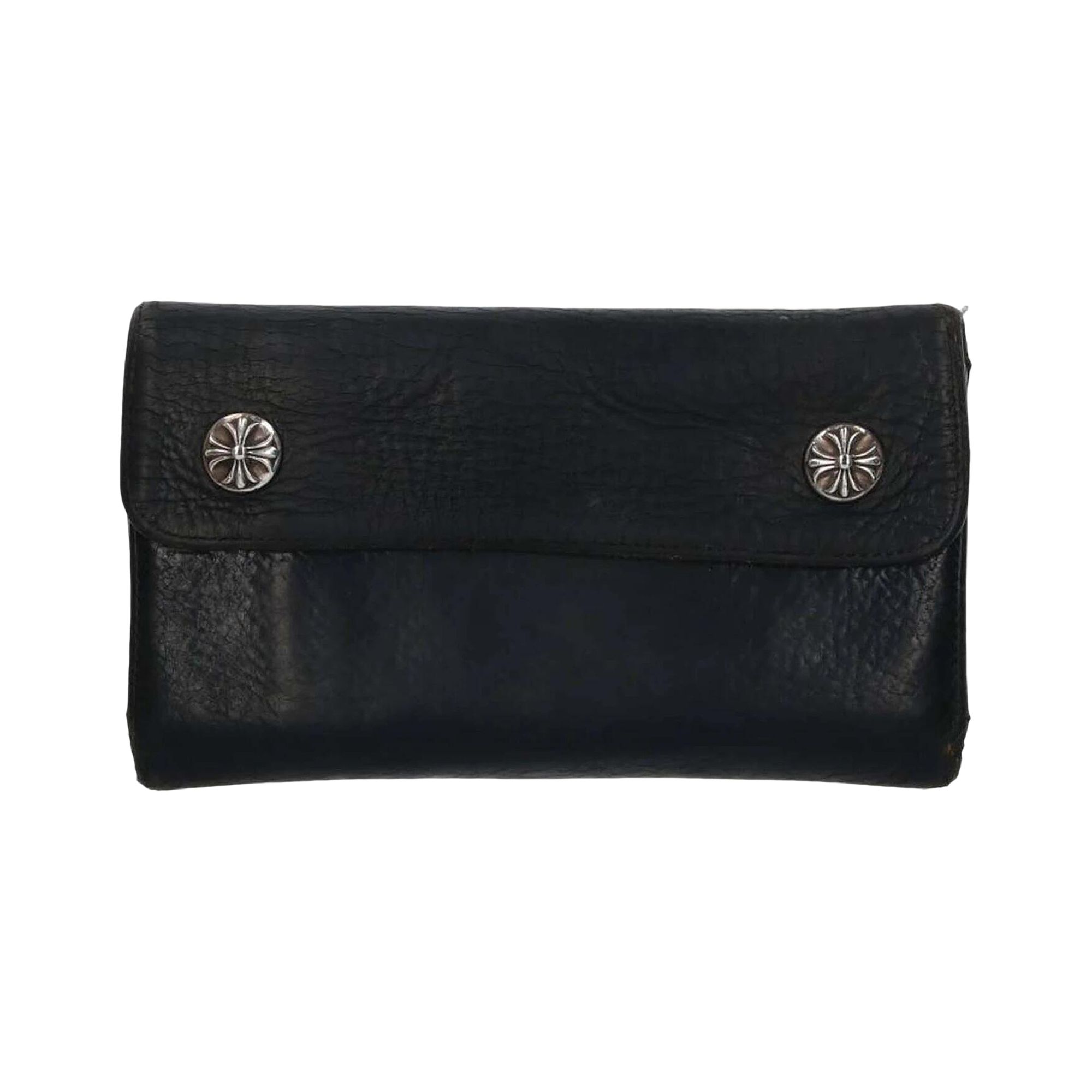 Pre-owned Chrome Hearts Cross Ball Button Leather Wallet 'black'