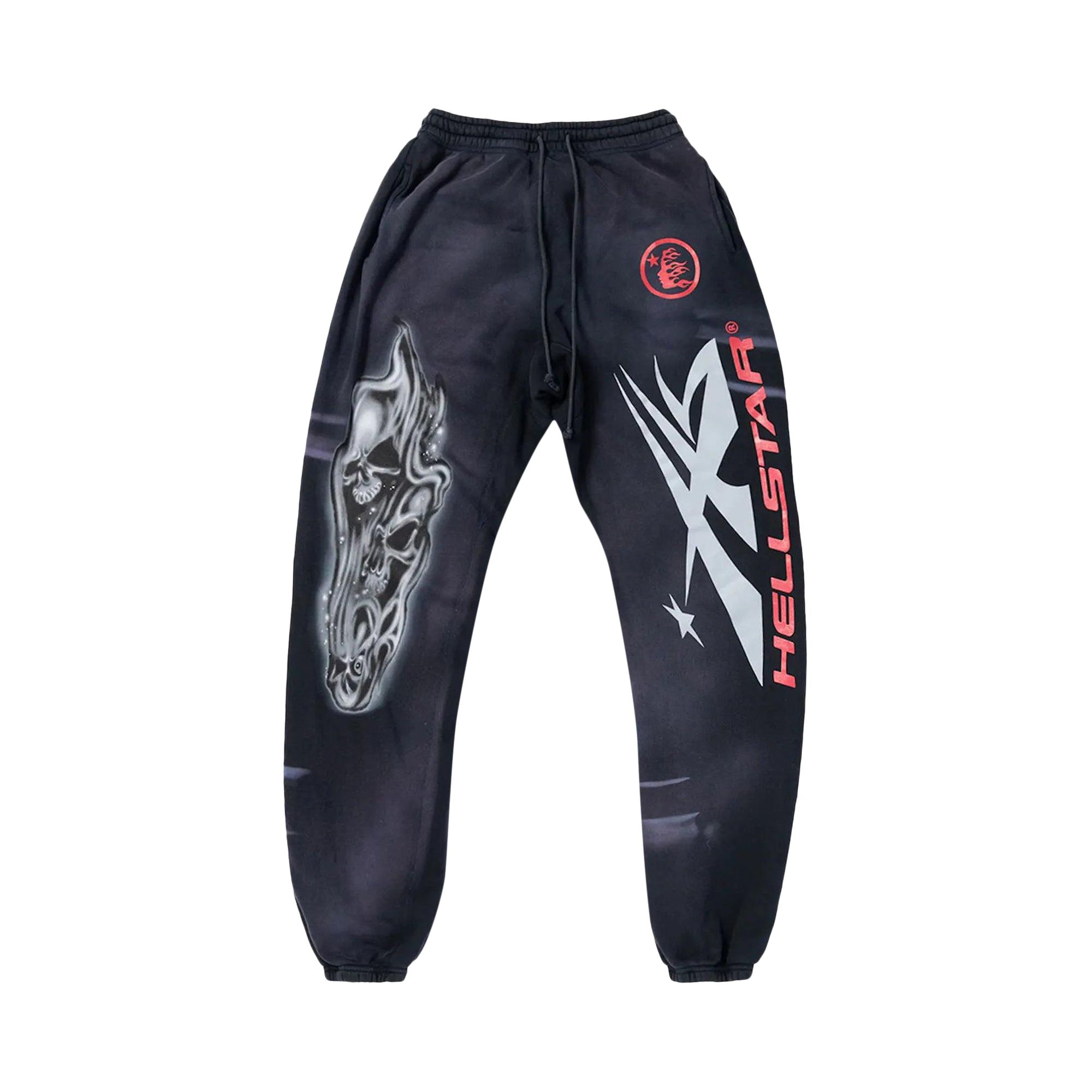 Hellstar Airbrushed Skull Sweatpants 'Midnight Dye Black' | Men's Size 2XL
