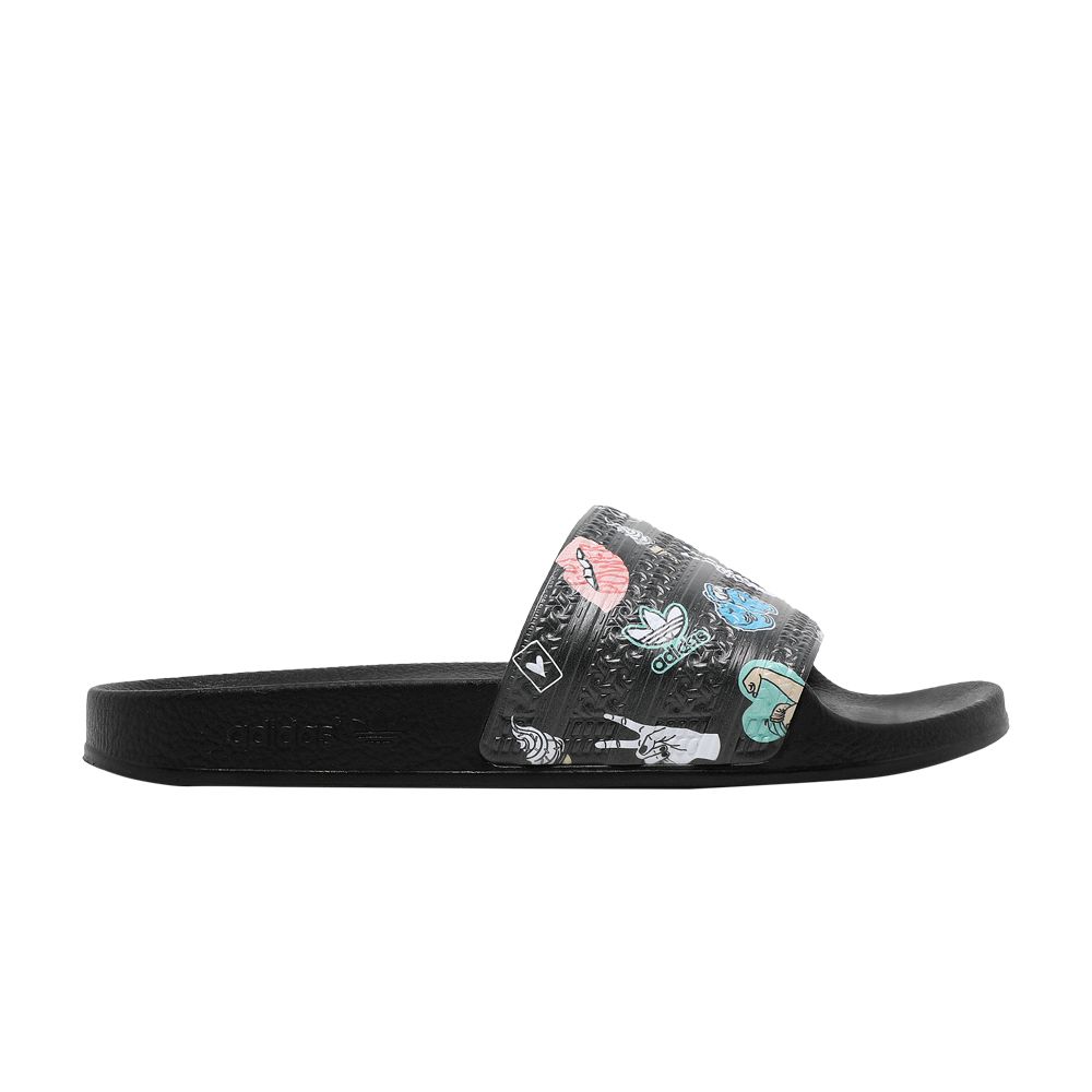 Pre-owned Adidas Originals Adidas Adilette Slide J 'empowering Graphics - Black' | Kid's Size 4