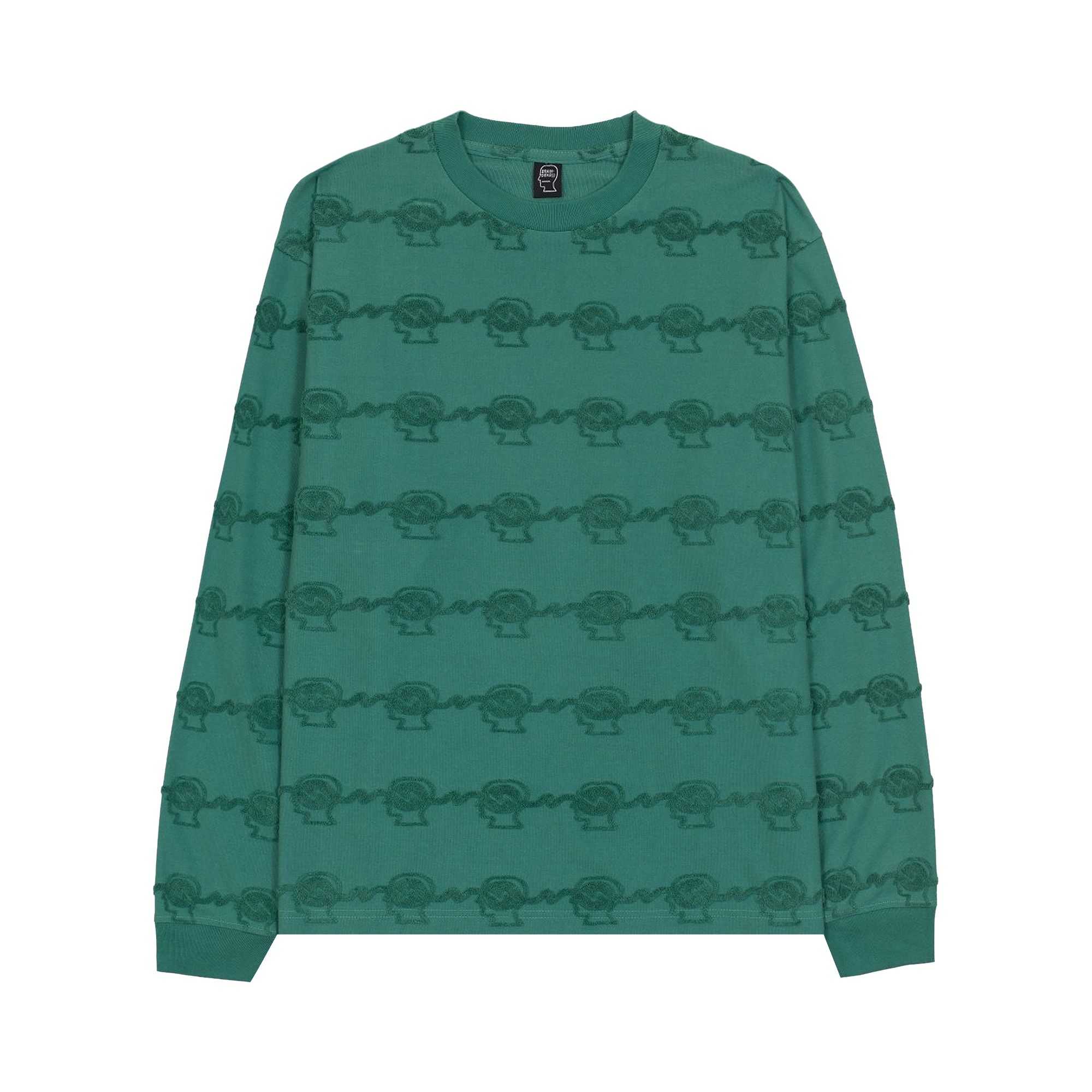 Pre-owned Brain Dead Running Head Textured Stripe Long-sleeve 'mallard Green' | Men's Size Xl